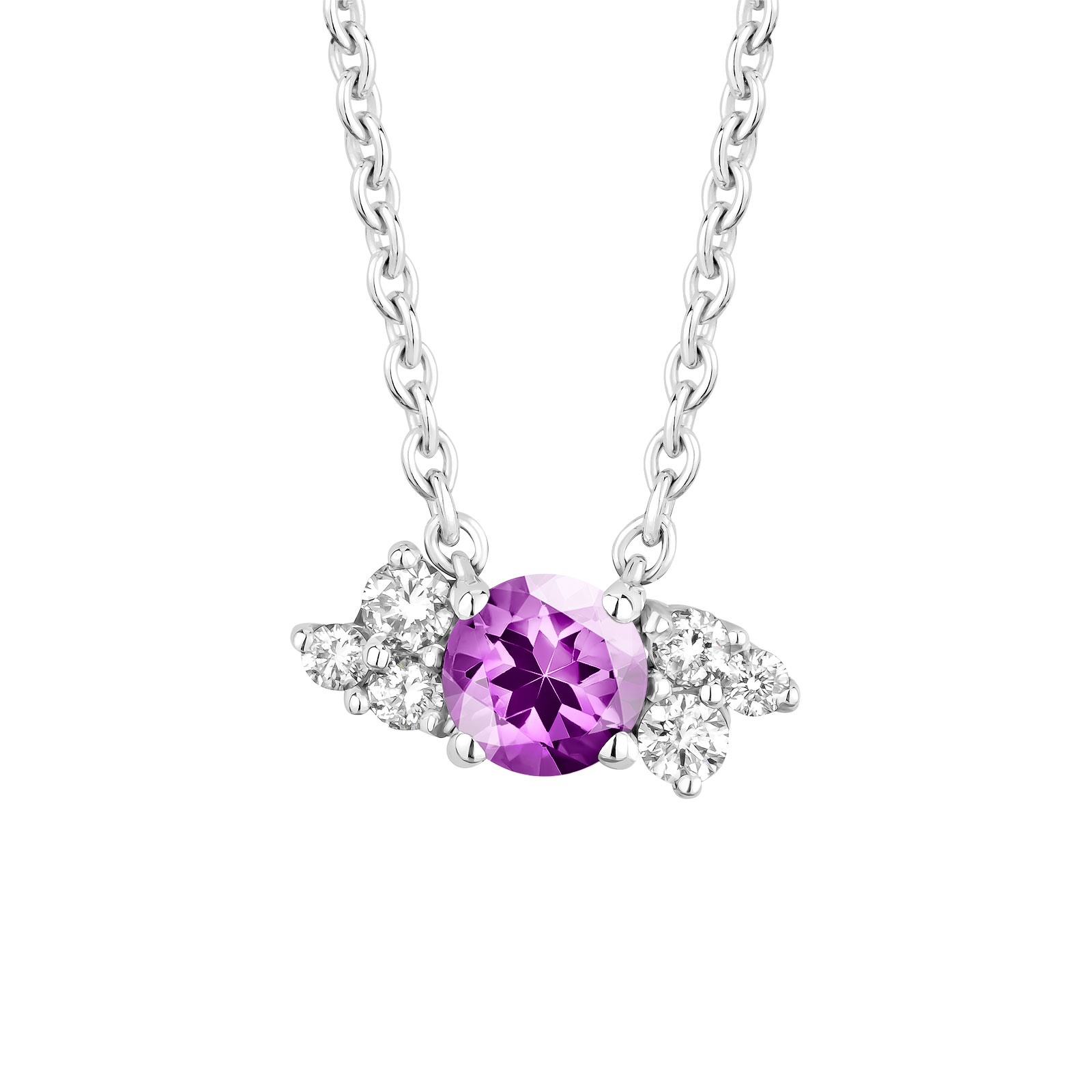 Pendentif Or blanc Améthyste et diamants Baby EverBloom 1