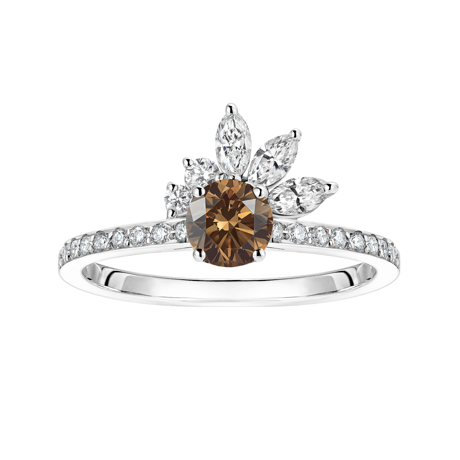 Bague Platine Diamant Chocolat et diamants Little EverBloom Pavée 1
