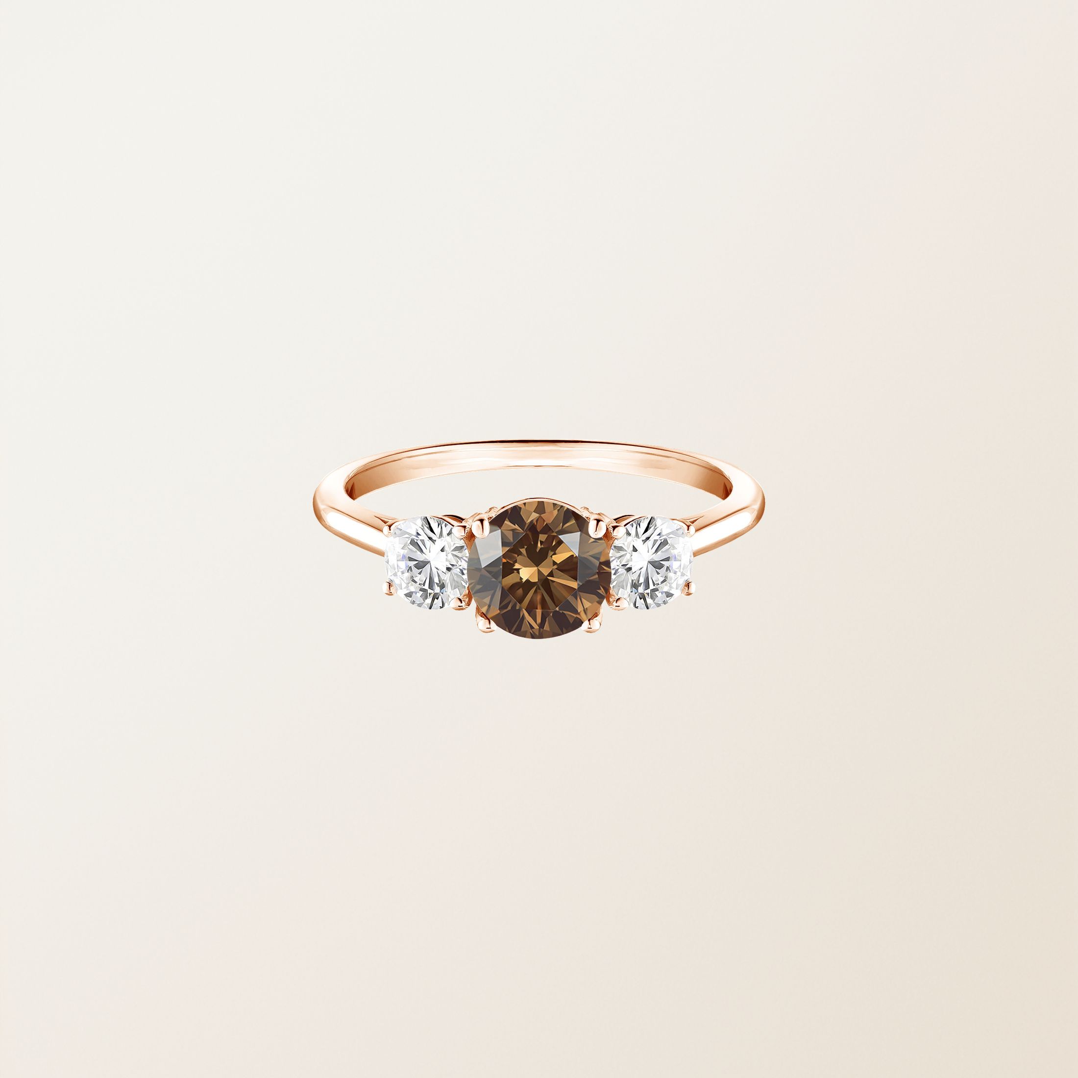 Bague Or rose 18 cts Diamant Chocolat Little Lady Duo