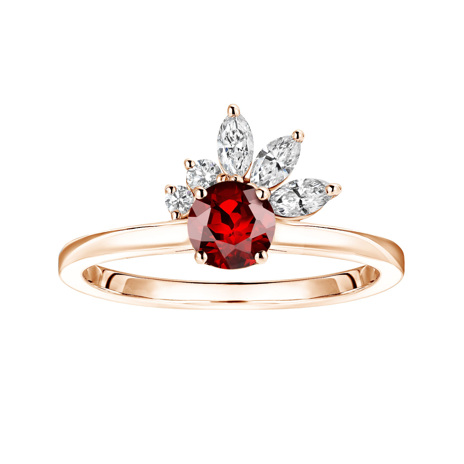 Bague Or rose Grenat et diamants Little EverBloom 1