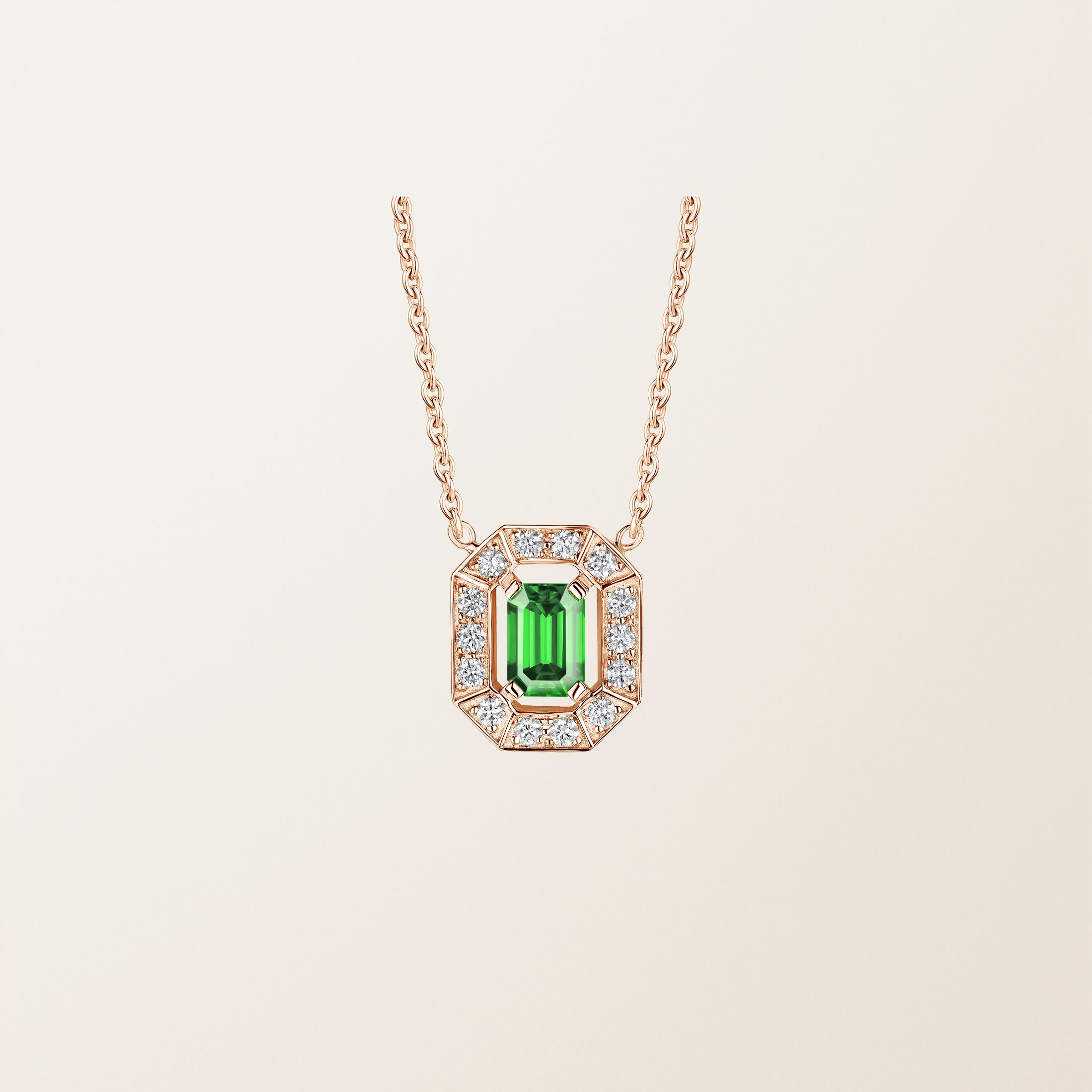 Pendentif Or rose 18 cts Tsavorite Art Déco