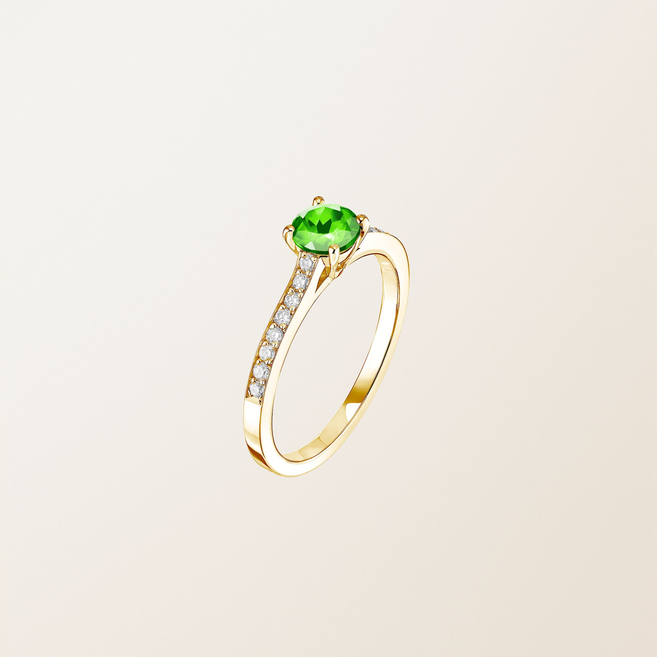 Bague Or Jaune 18 cts Tsavorite Little Lady Pavée