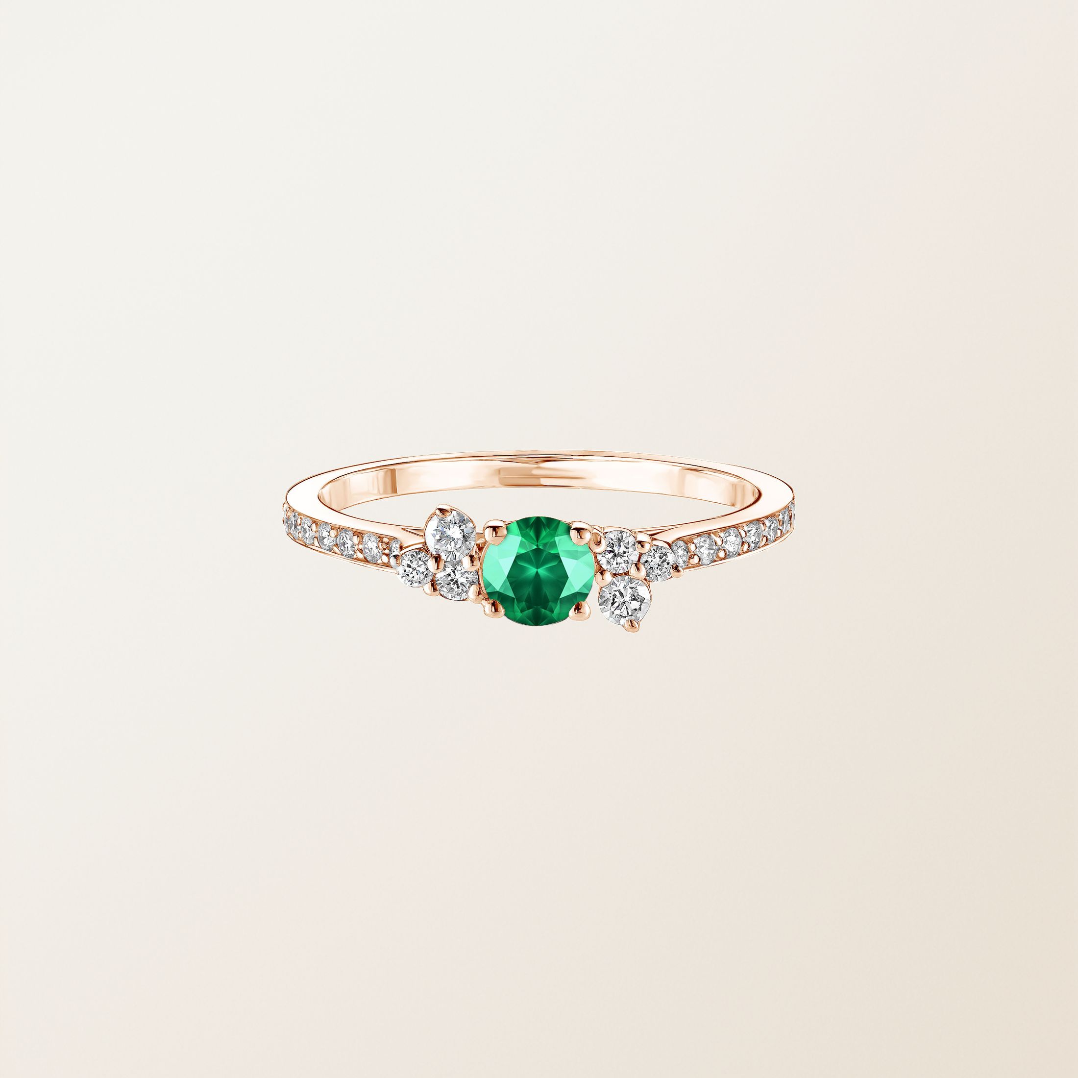 Baby EverBloom Pavée Rose Gold Emerald Ring