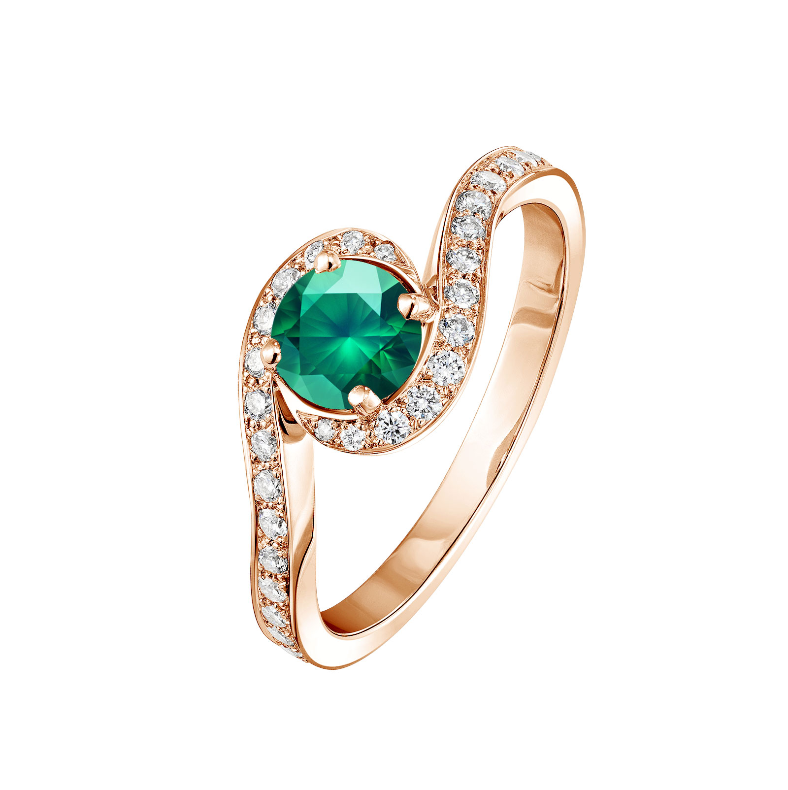 Bague Or rose Emeraude et diamants Amelia 1