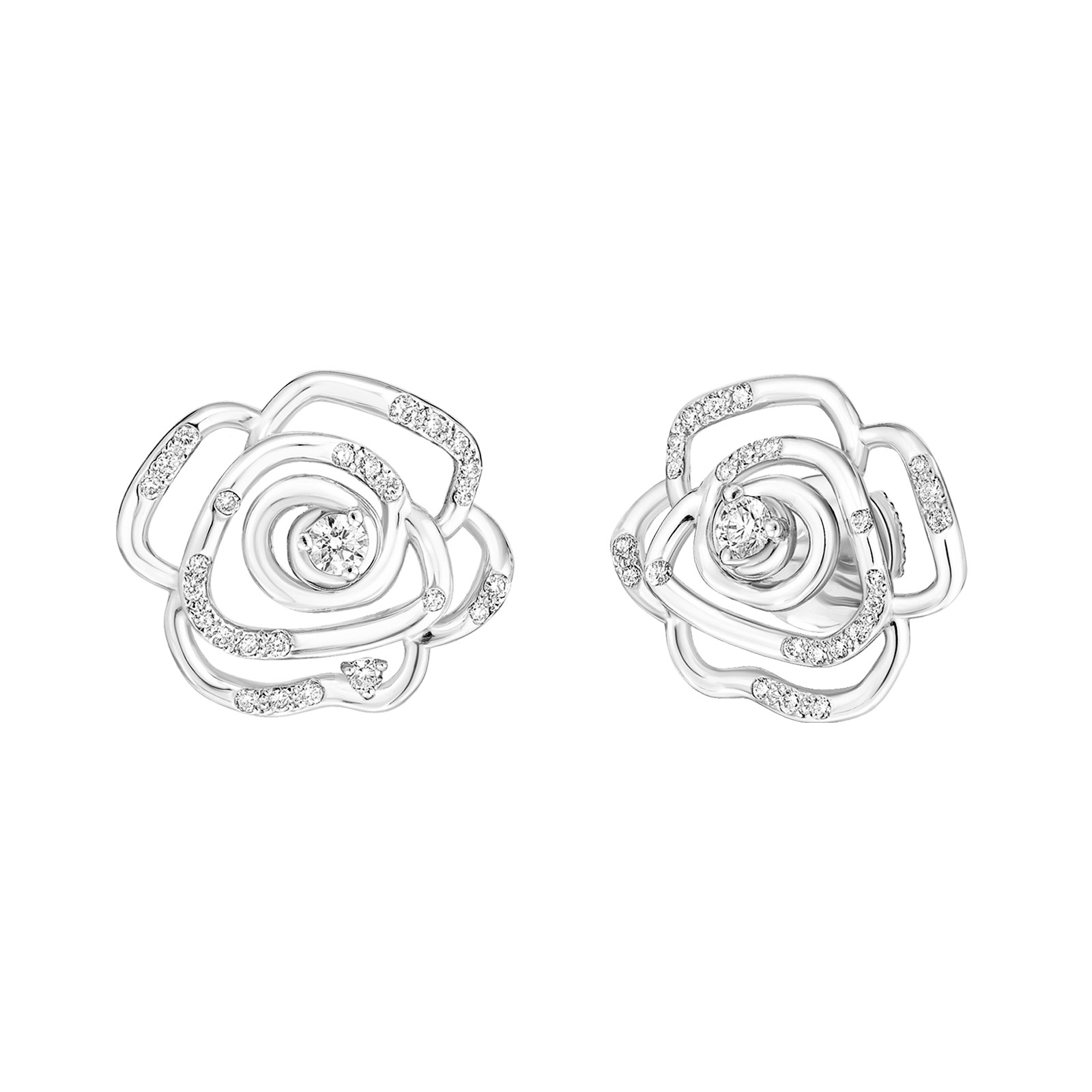 Boucles d'oreilles Or blanc Diamant PrimaRosa Pavées 1