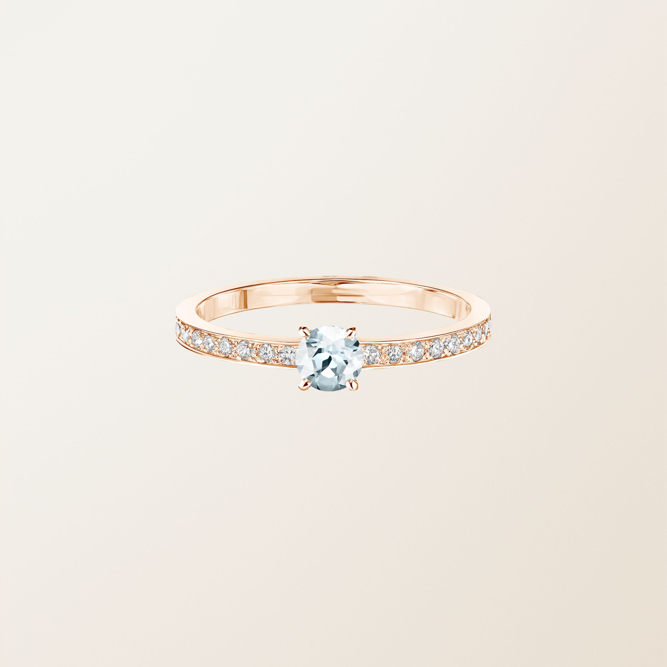 Ring 18K Roségold Aquamarin Milady