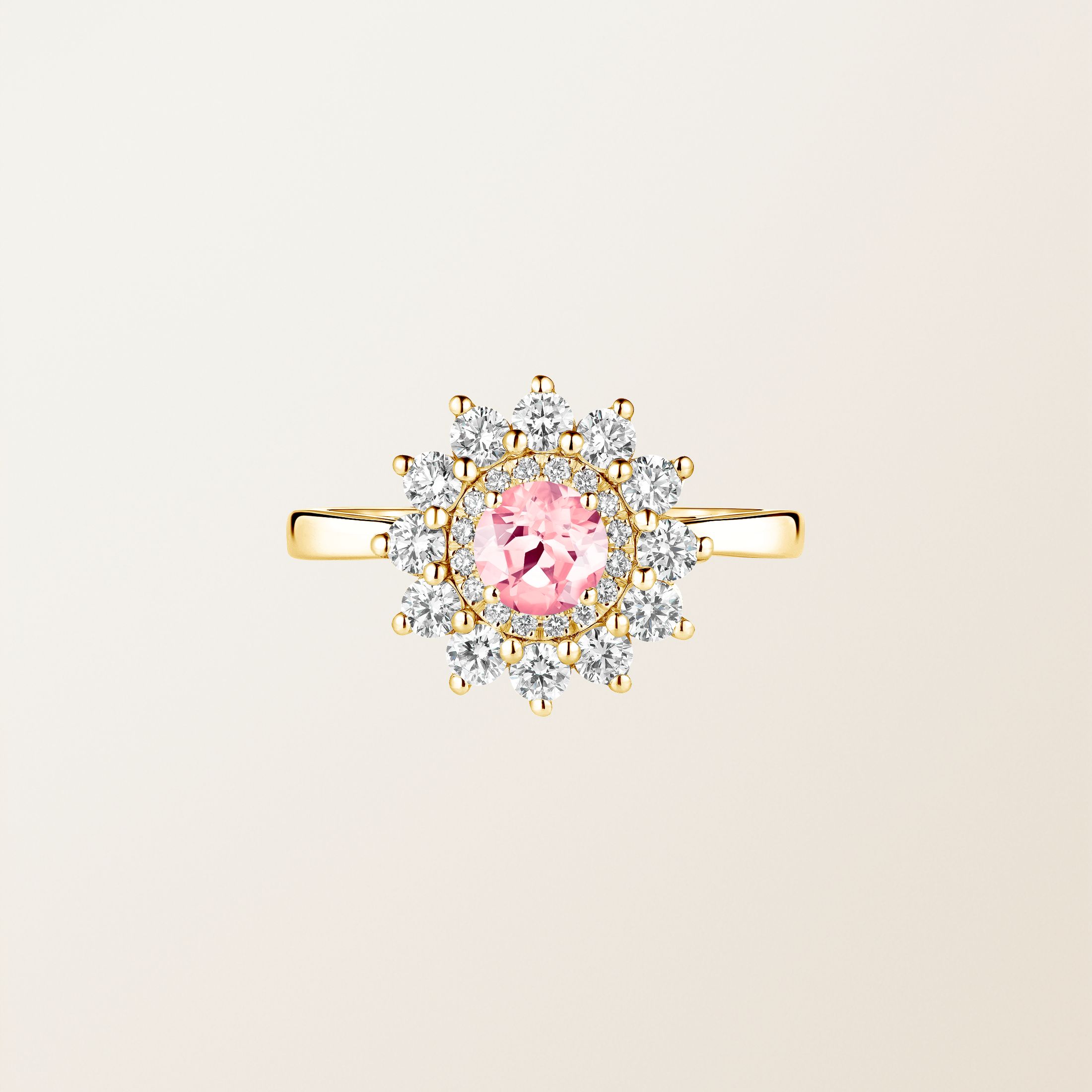 Bague Or jaune 18 cts Tourmaline Lefkos 5 mm