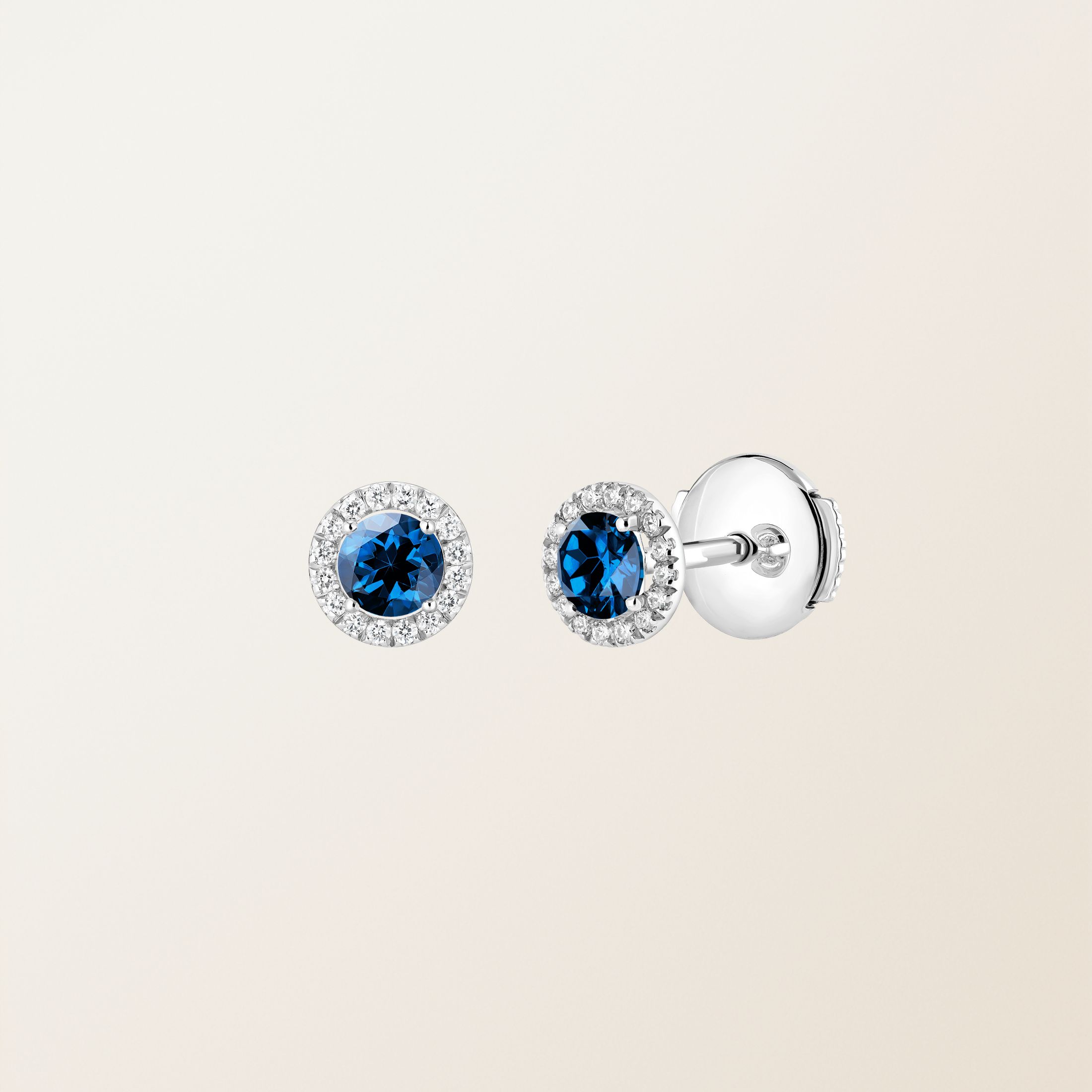 Boucles d'oreilles Or blanc 18 cts Saphir Rétromantique S