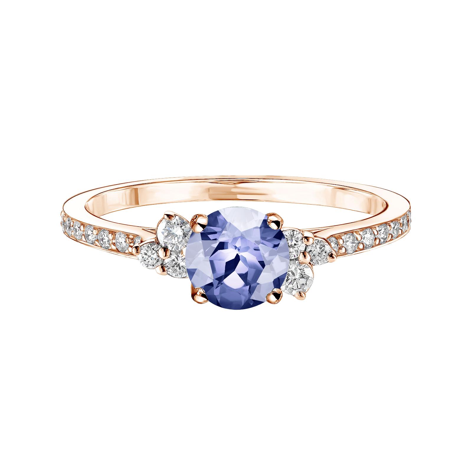 Bague Or rose Tanzanite et diamants Baby EverBloom 5 mm Pavée 1