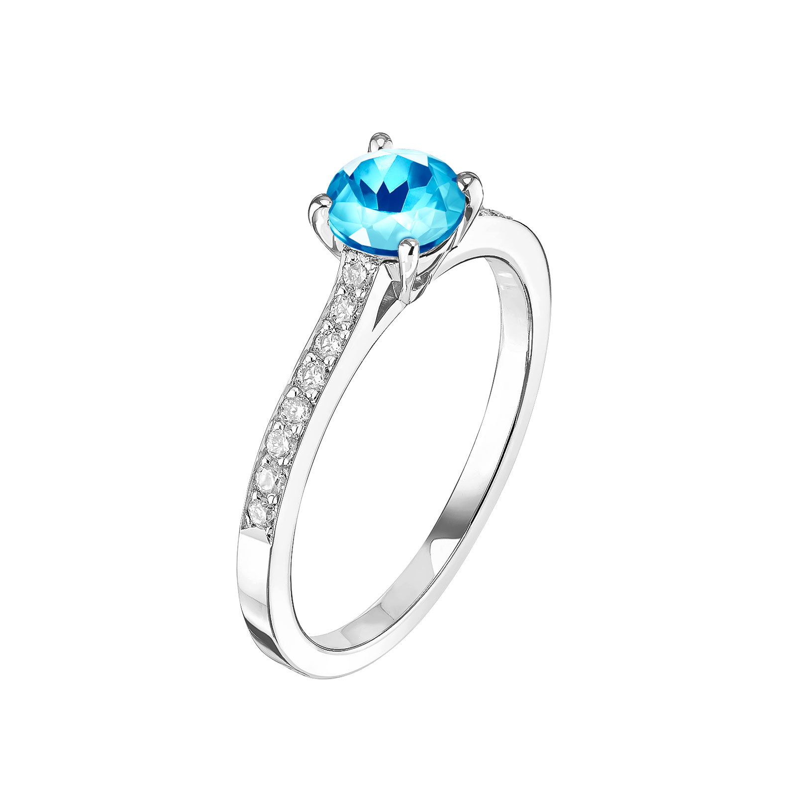 Bague Or blanc Topaze et diamants Lady Pavée 1