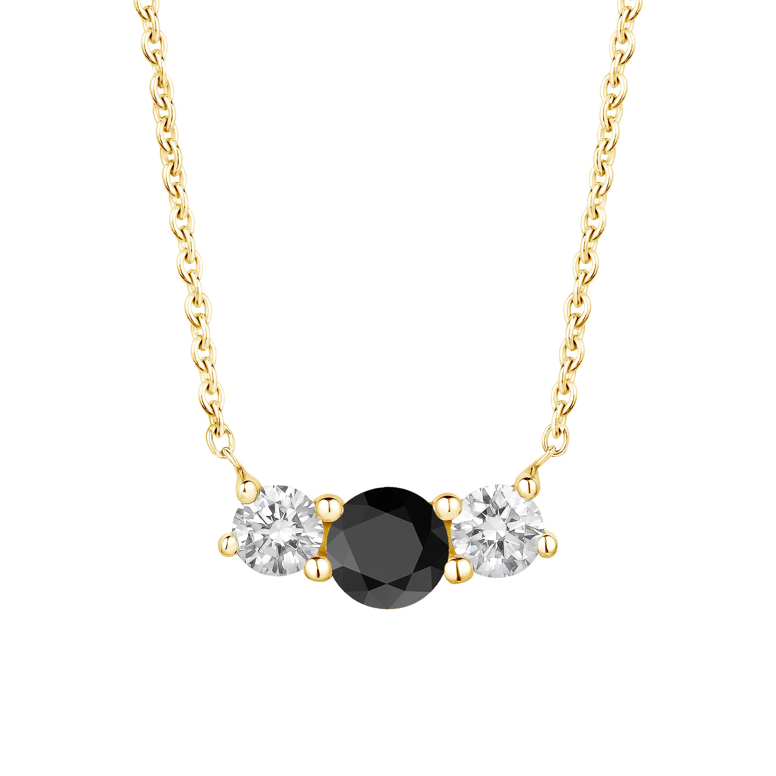 Pendentif Or jaune Spinelle noir Lady Duo 1