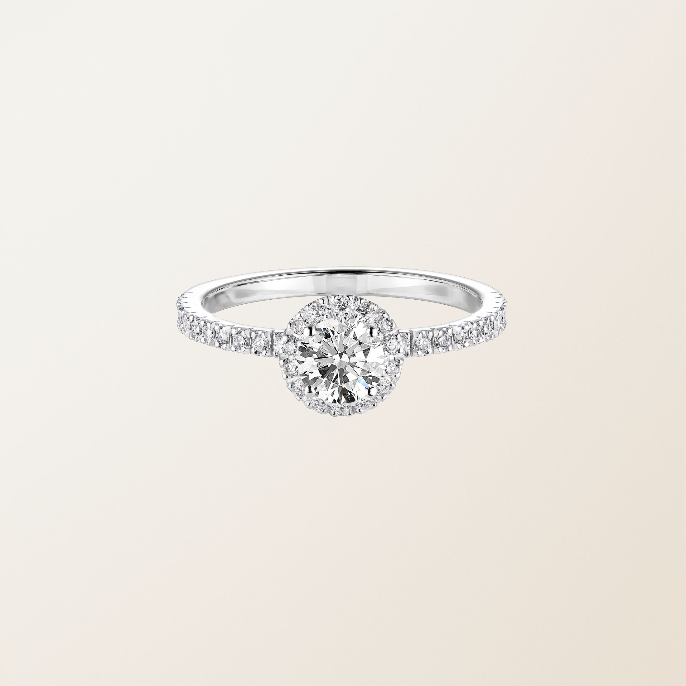 Bague Or blanc 18 cts Diamant Rétromantique M Pavée