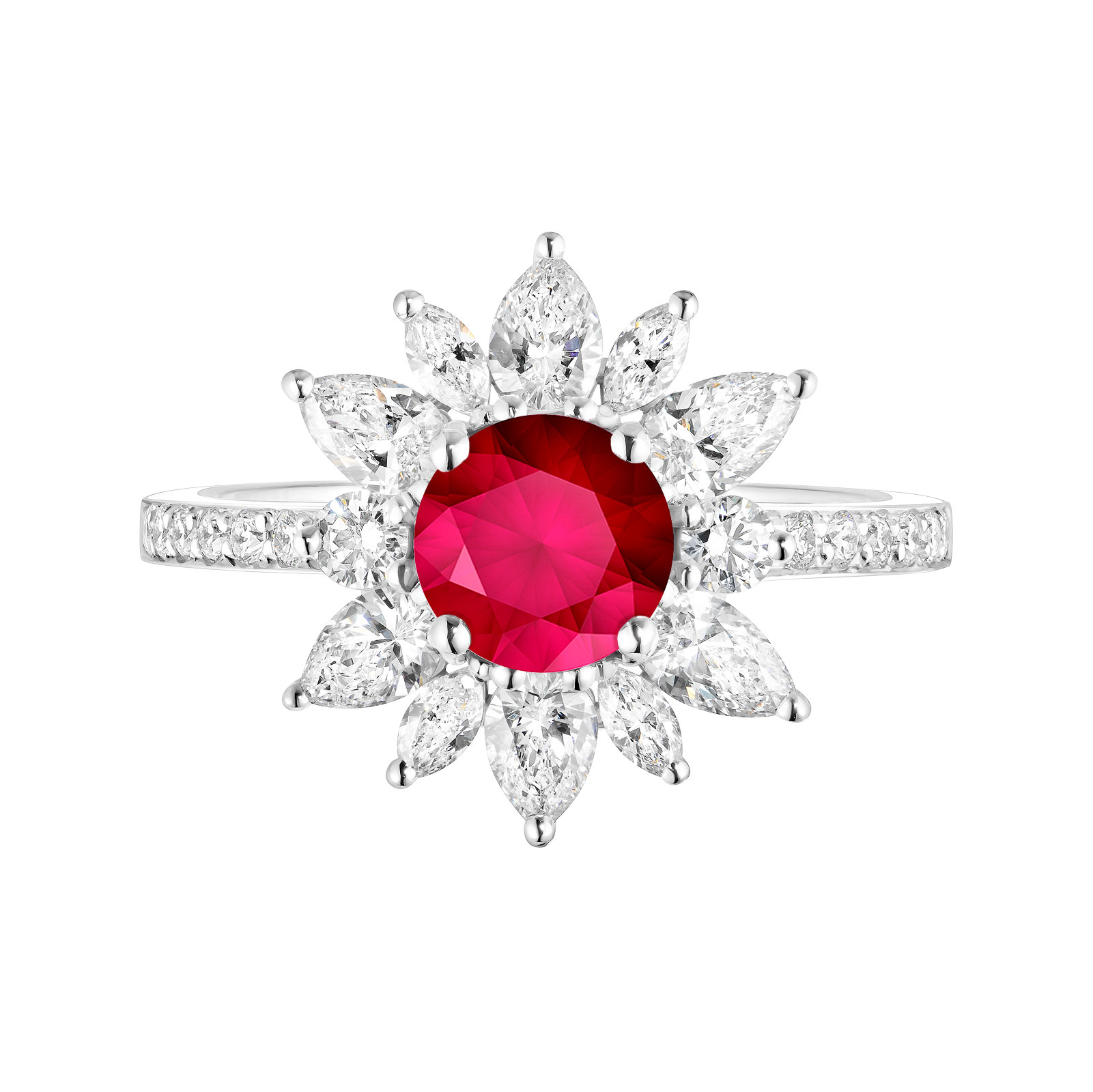 Bague Or blanc Rubis et diamants EverBloom Prima 1