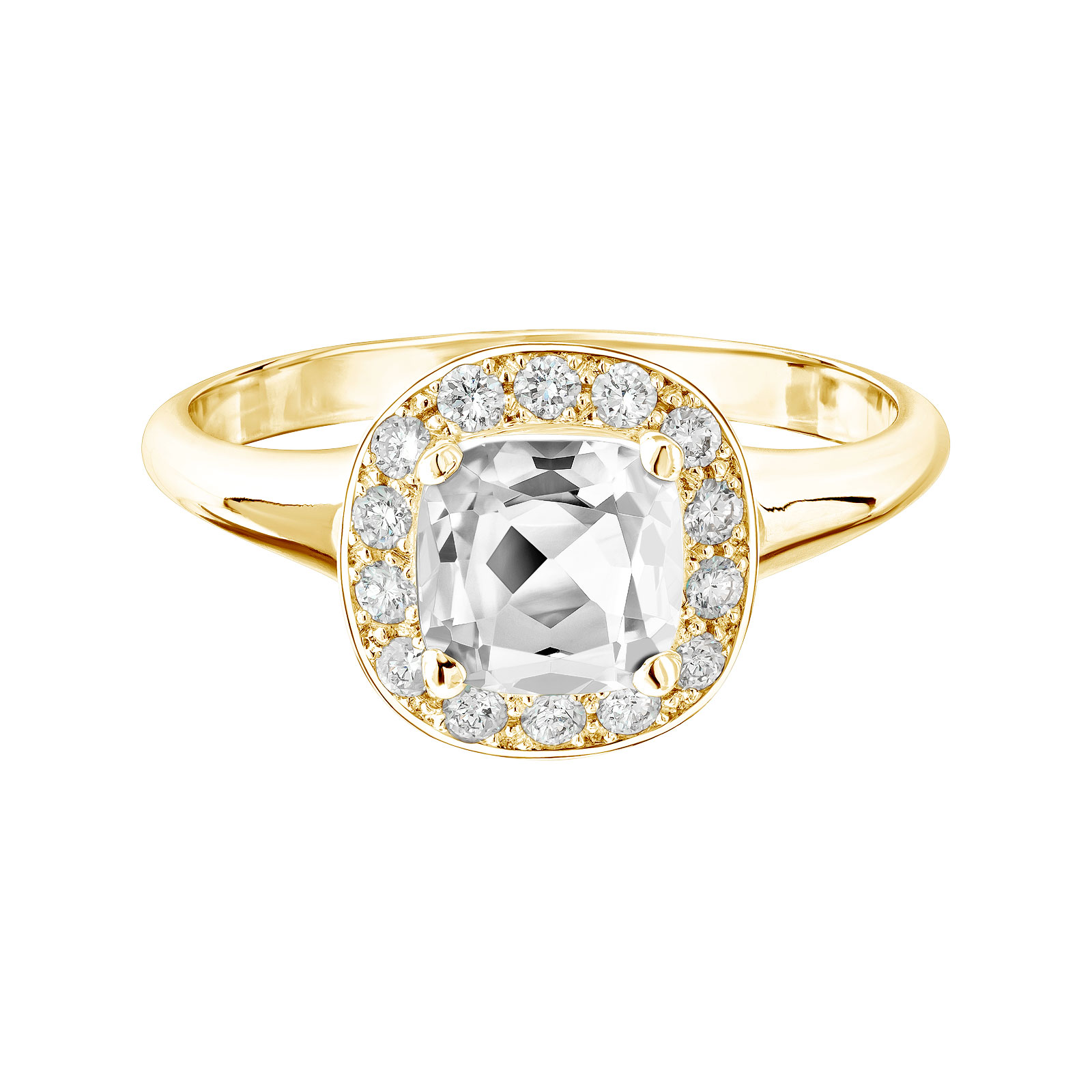 Bague Or jaune Quartz et diamants Mada 1