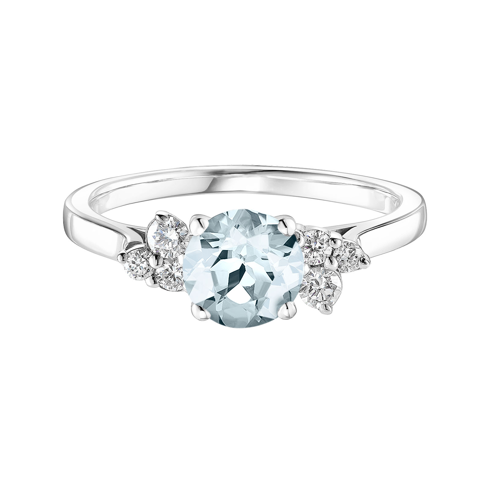 Bague Or blanc Aigue-marine et diamants Baby EverBloom 6 mm 1