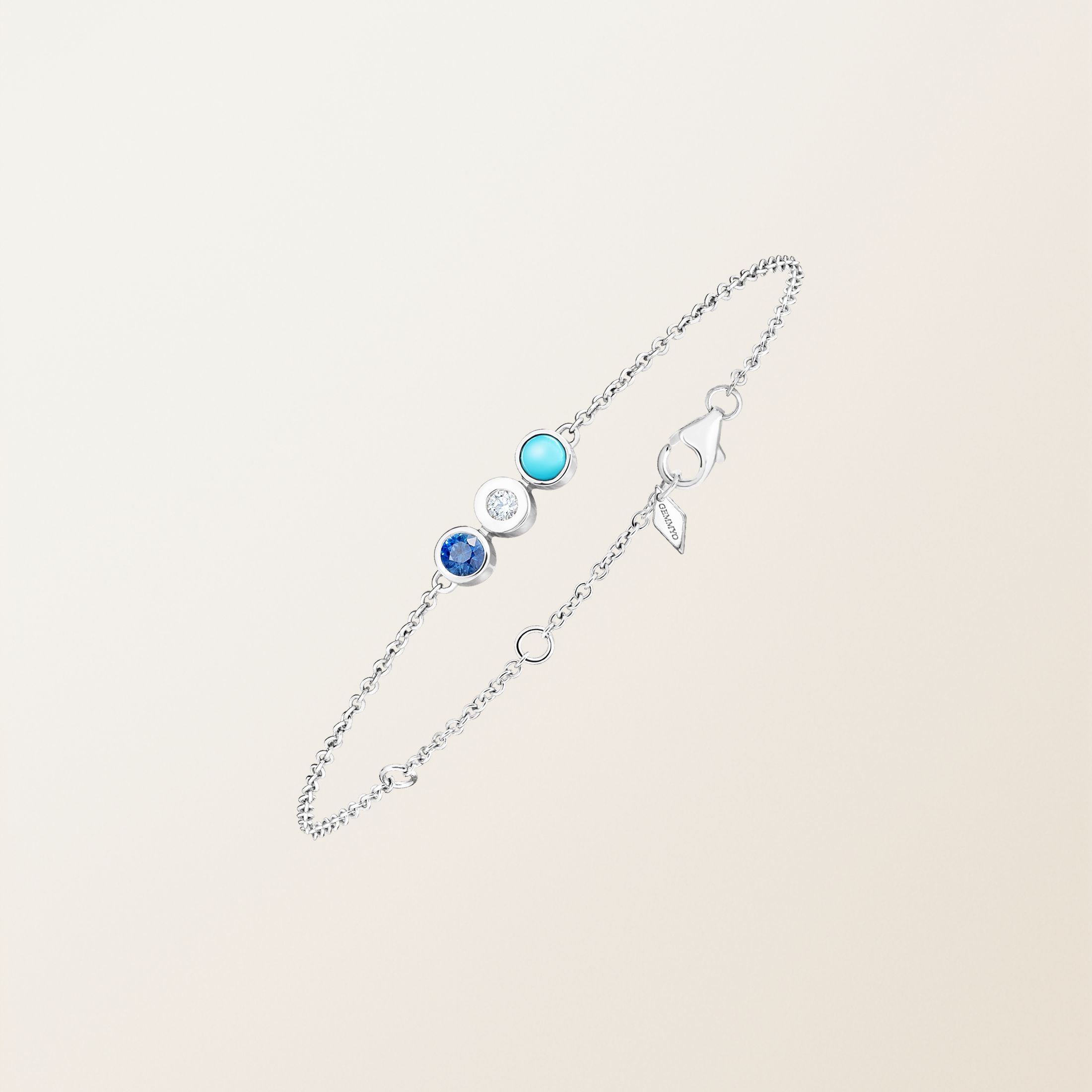Bracelet Or Blanc 18 cts Gemmyorama Trio Bleu