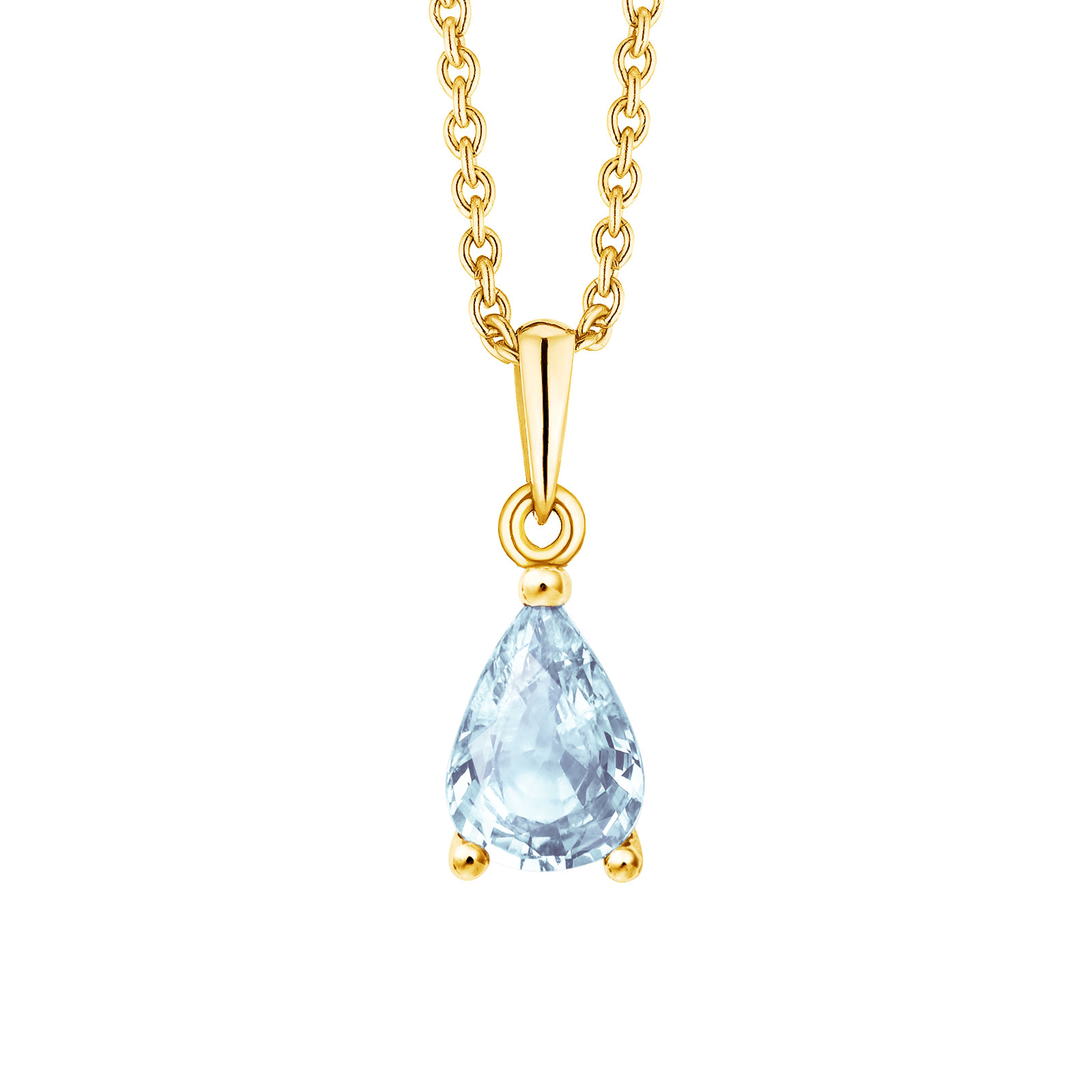 Pendentif Or jaune Aigue-marine Goutte 1