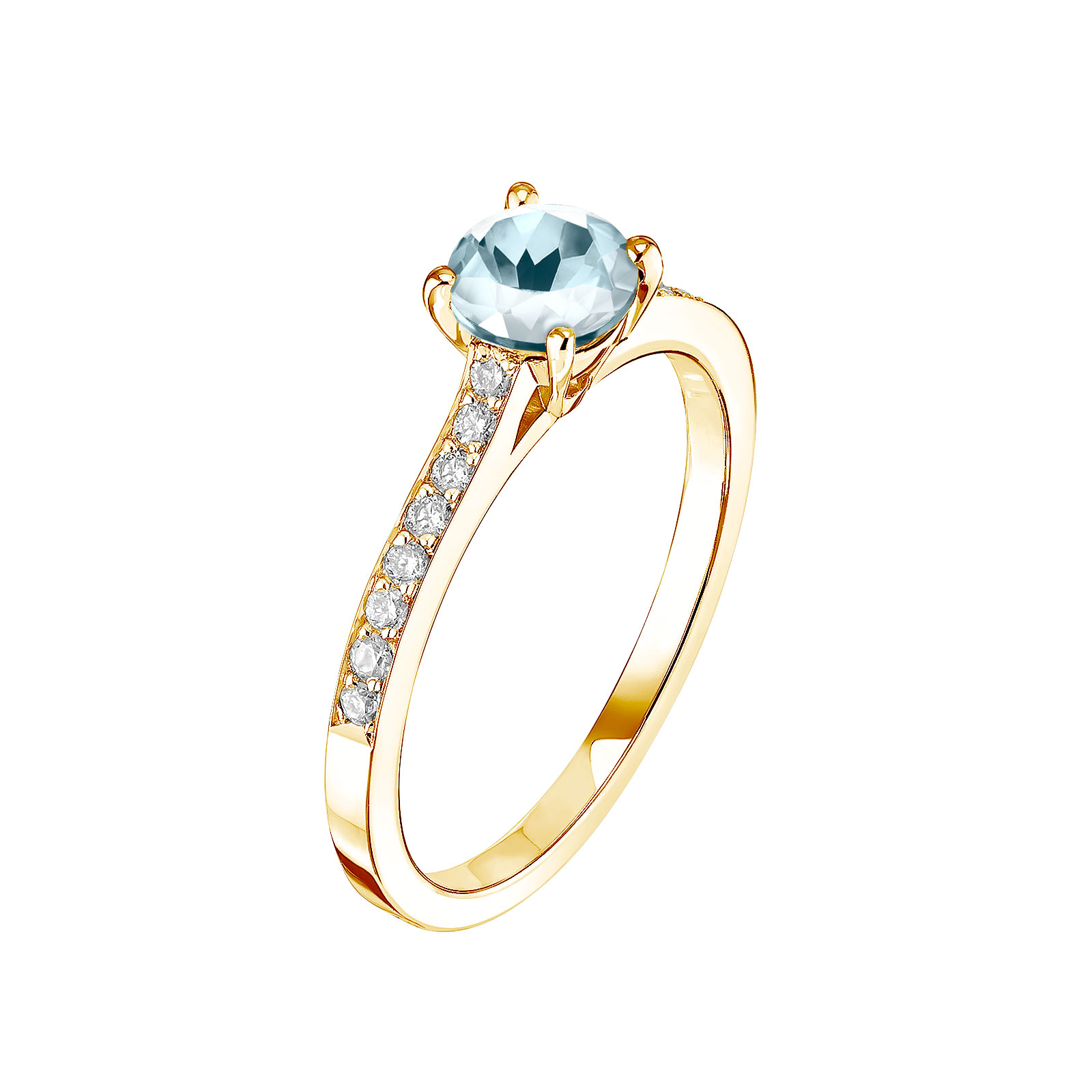 Bague Or jaune Aigue-marine et diamants Lady Pavée 1