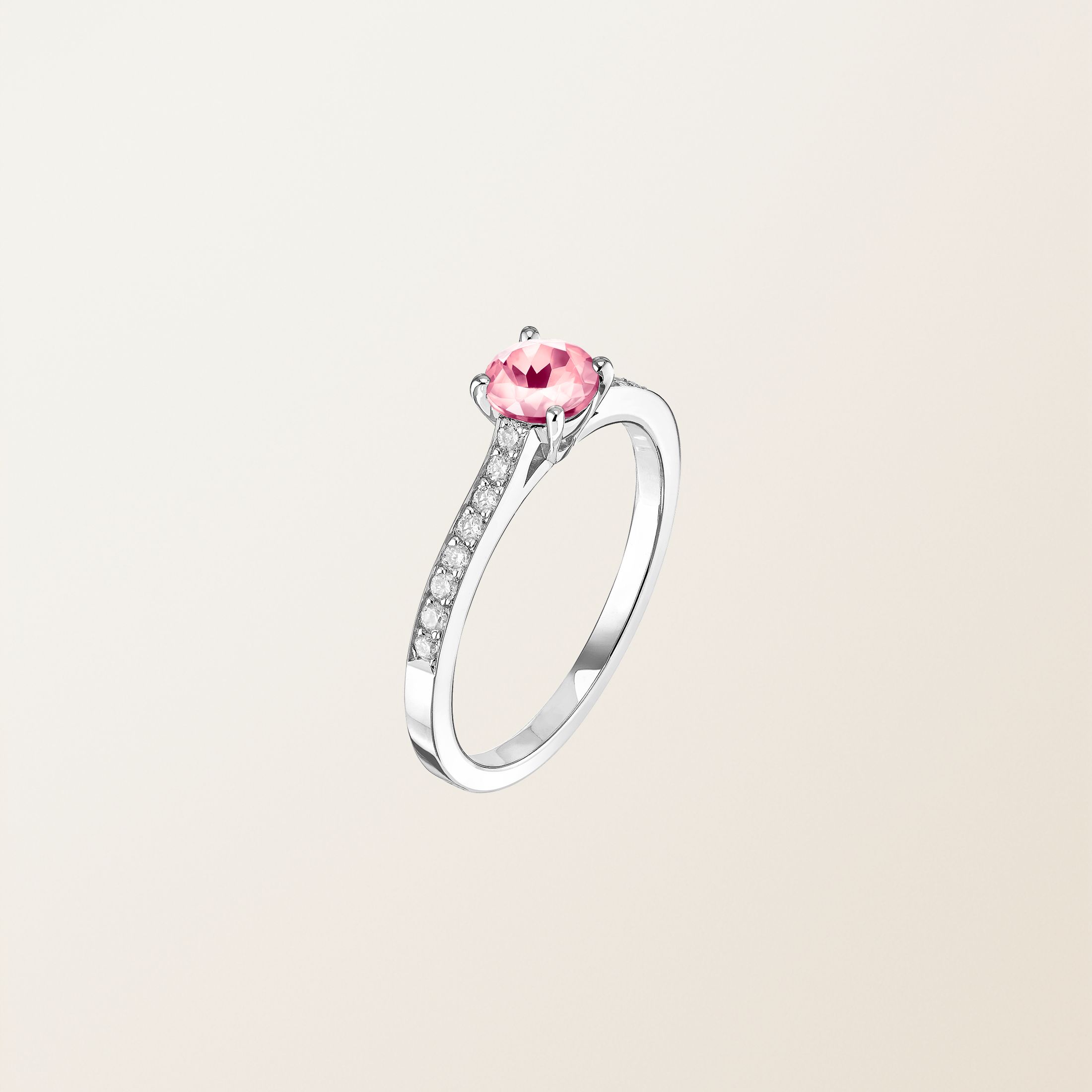Bague Or blanc 18 cts Tourmaline Little Lady Pavée