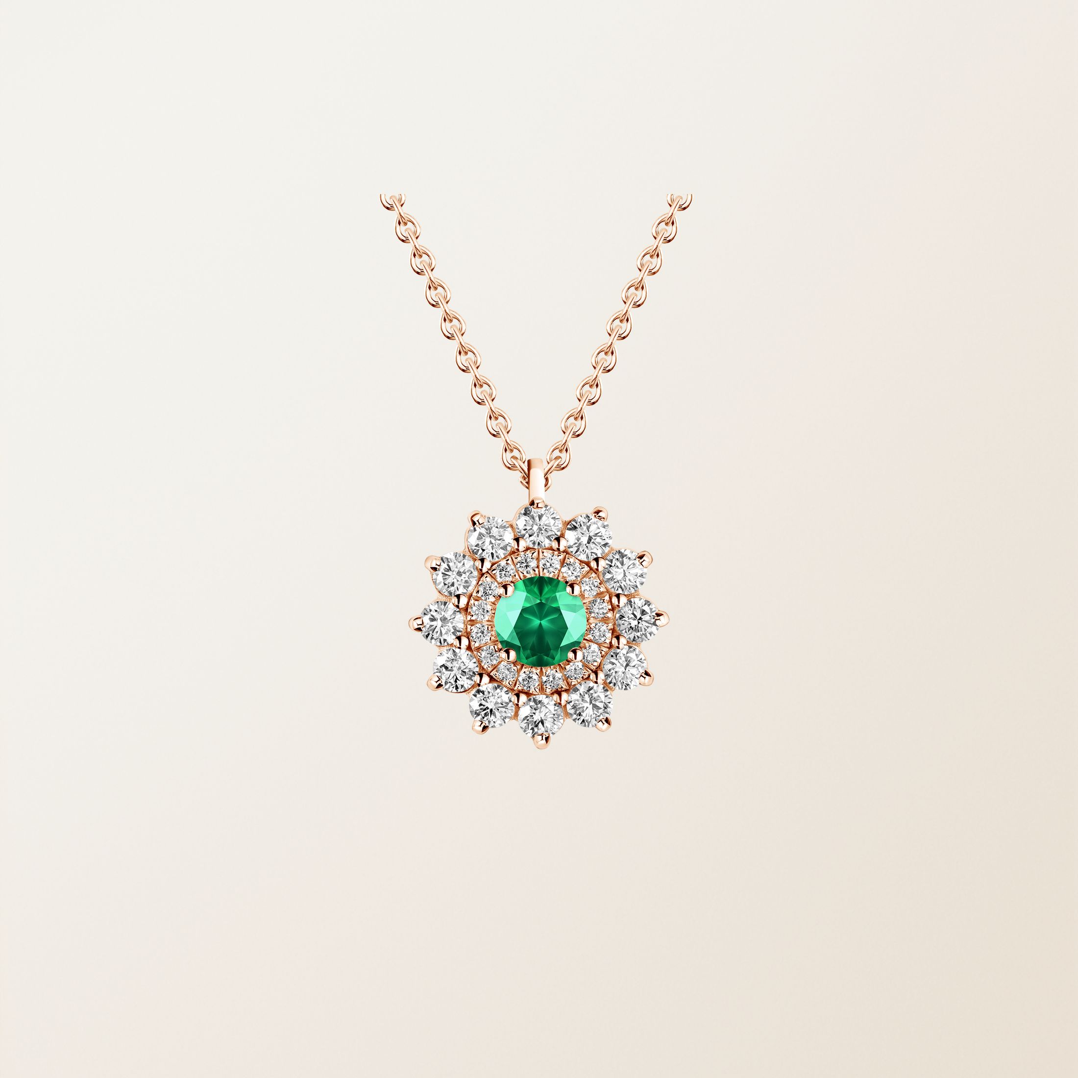Pendentif Or rose 18 cts Emeraude Lefkos