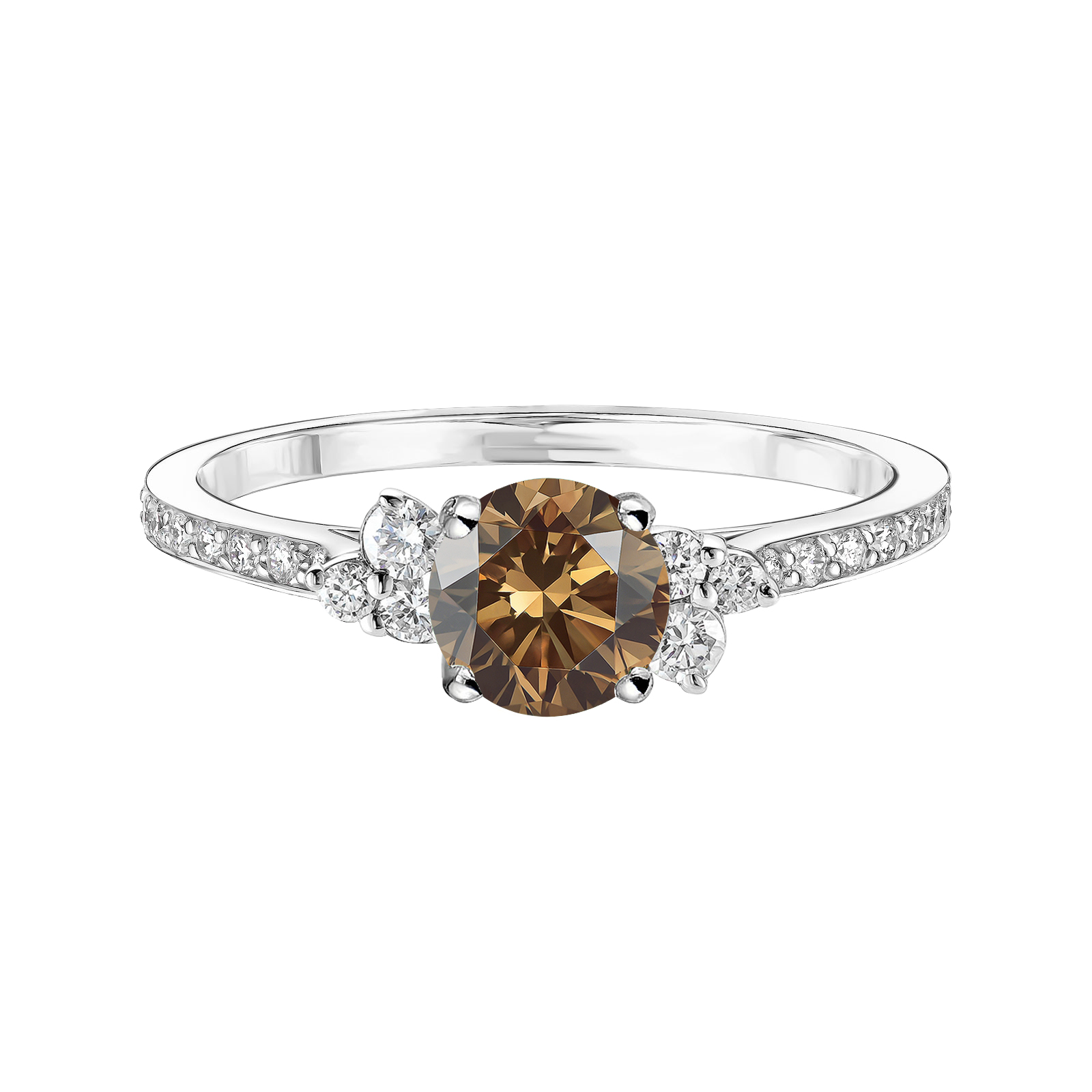 Bague Or blanc Diamant Chocolat et diamants Baby EverBloom 5 mm Pavée 1