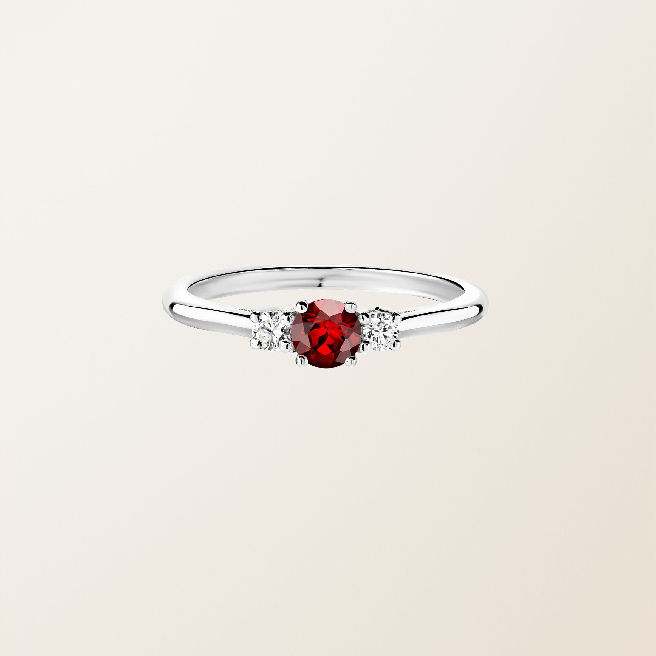 Bague Platine Grenat Baby Lady Duo