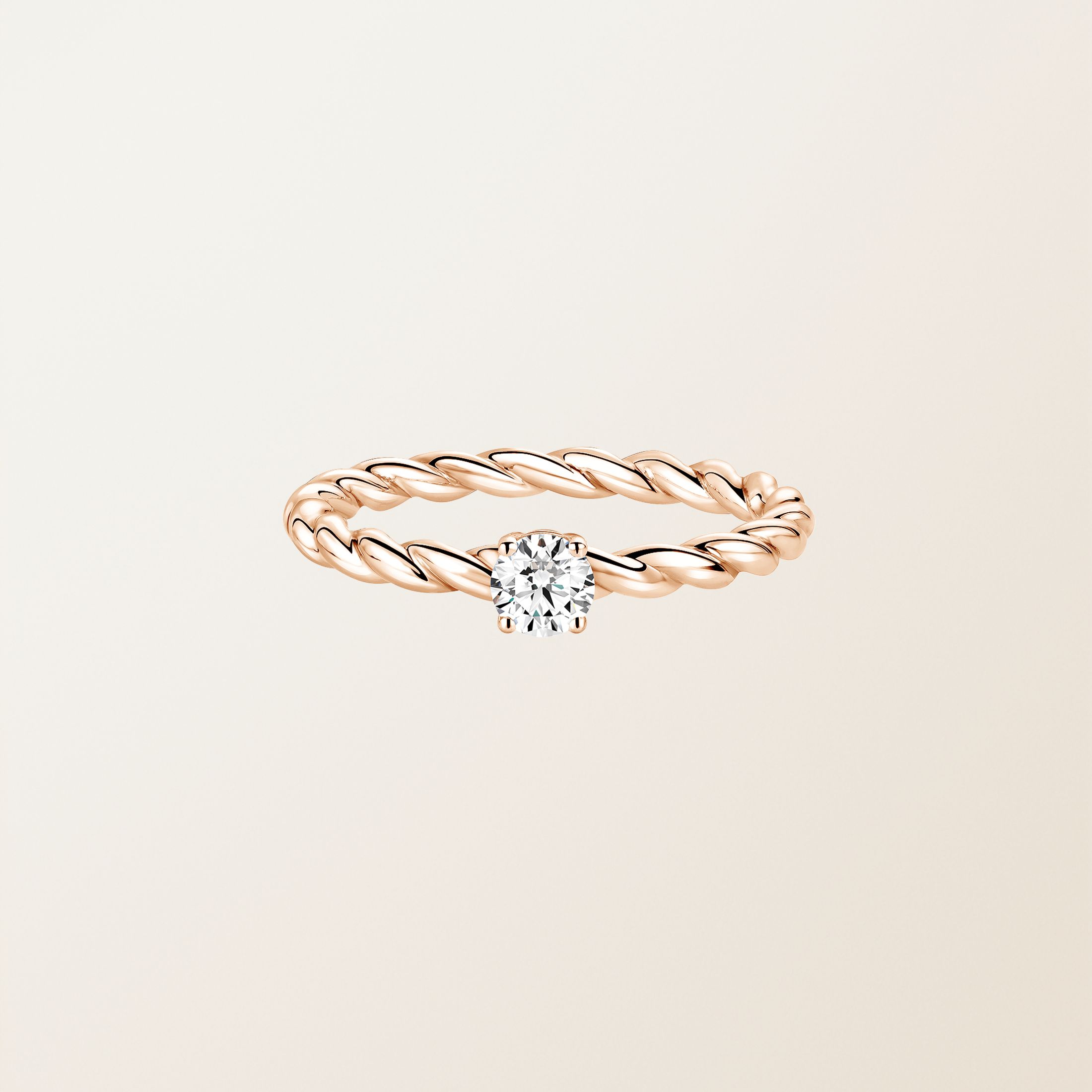 Bague Or rose 18 cts Diamant Capucine 4 mm