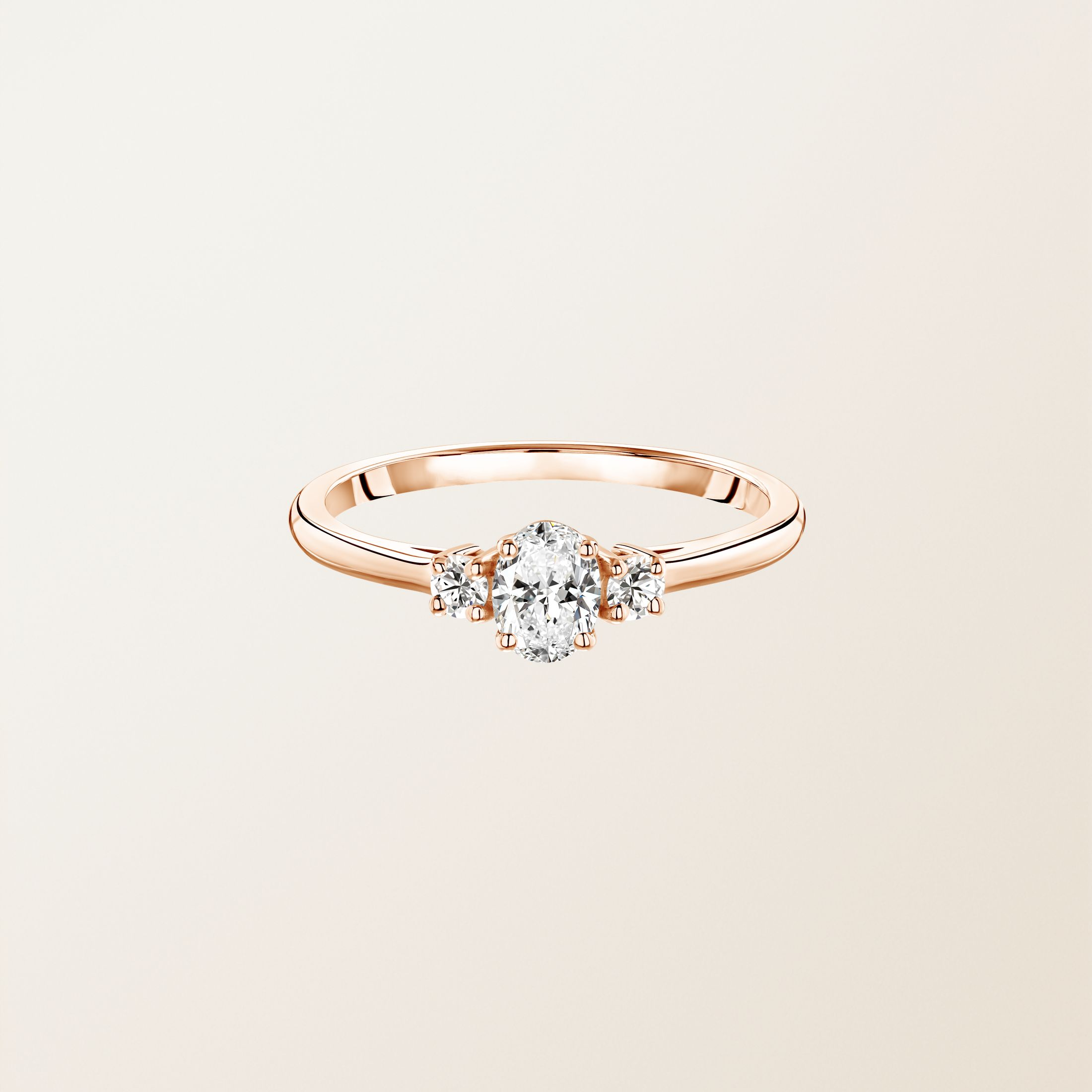 Bague Or rose 18 cts Diamant Baby Lady Duo Ovale