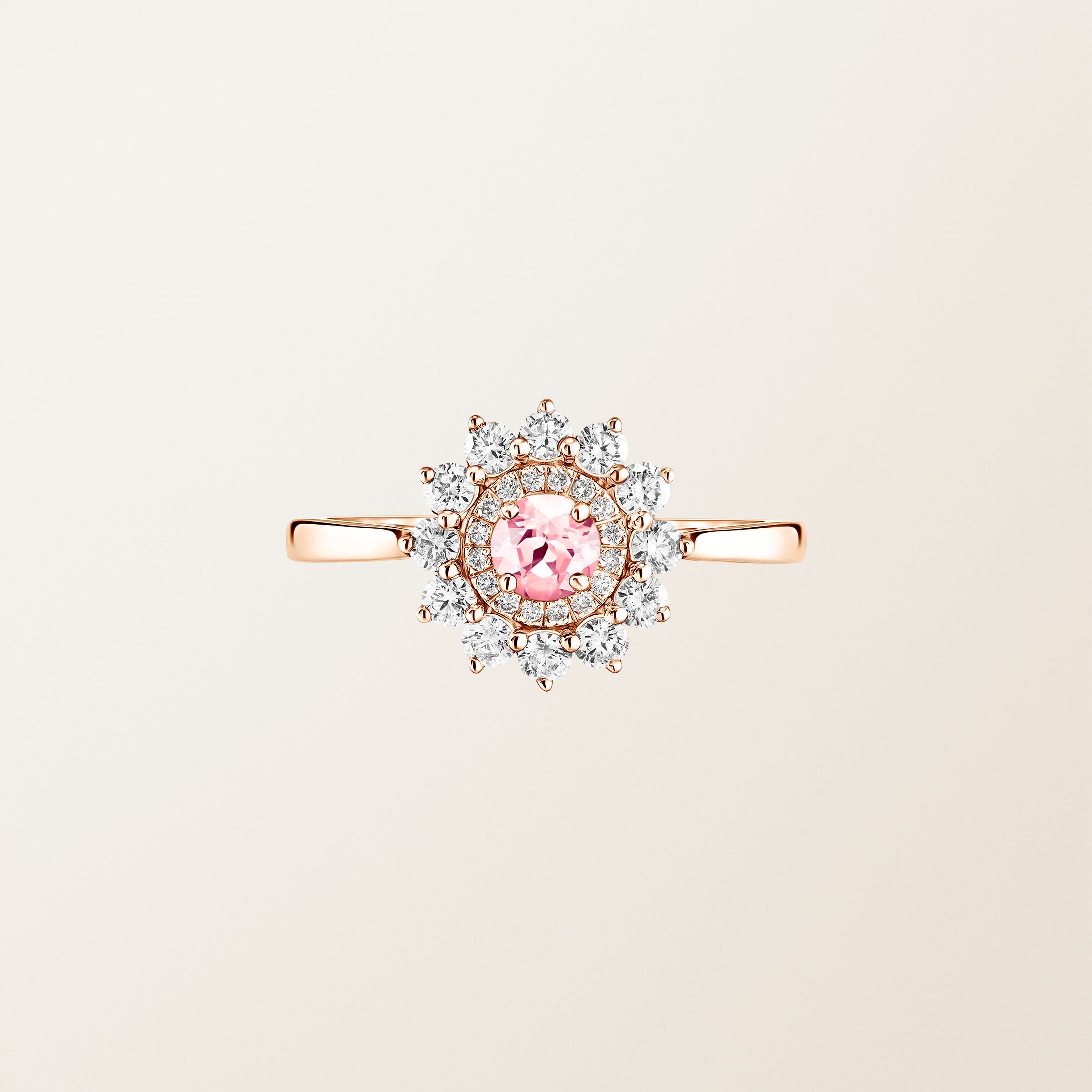 Bague Or rose 18 cts Tourmaline Lefkos 4 mm
