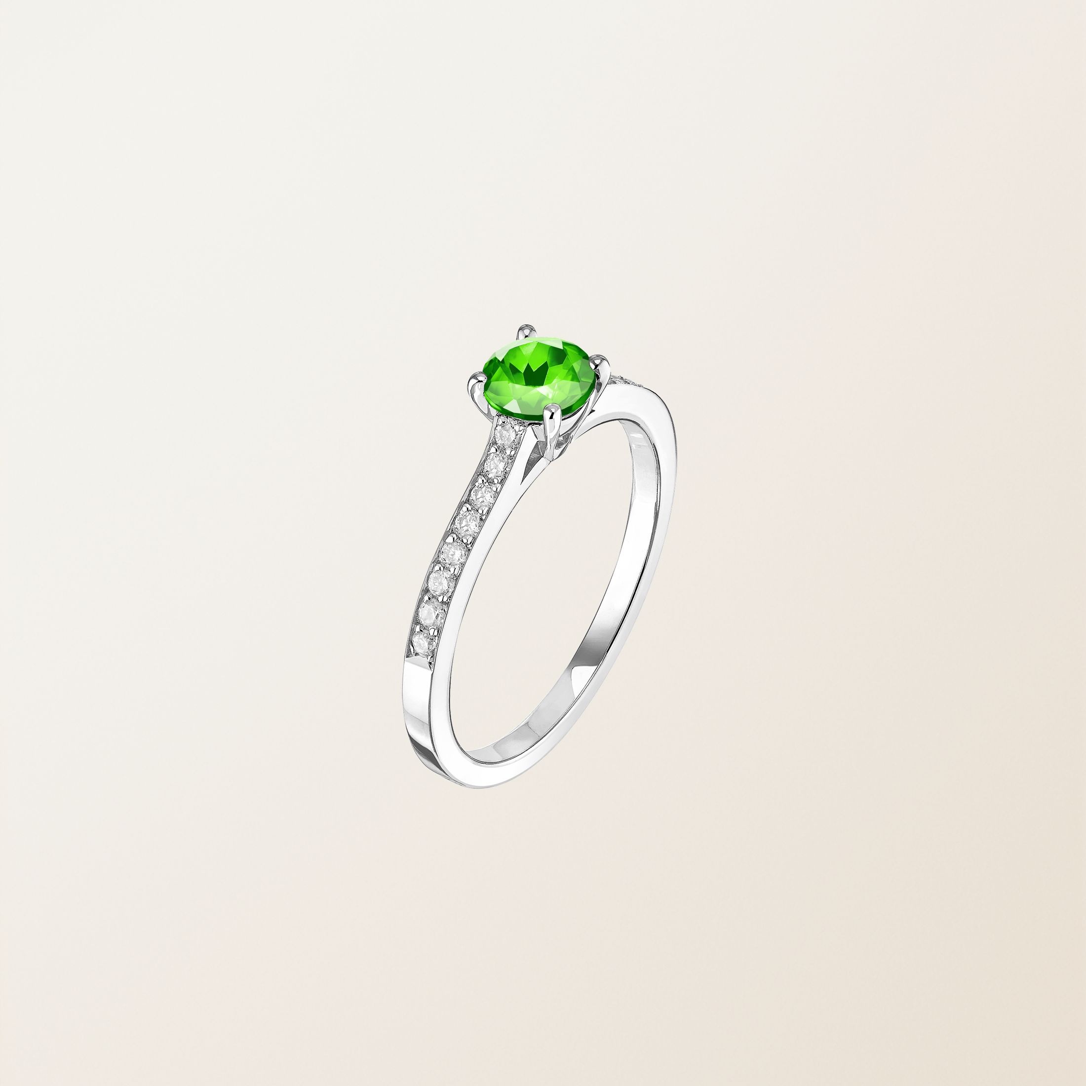 Bague Or Blanc 18 cts Tsavorite Little Lady Pavée