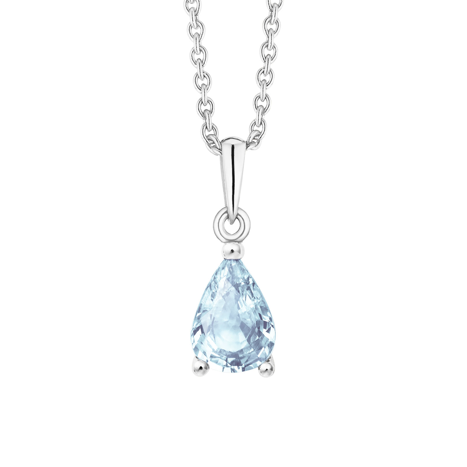 Pendentif Or blanc Aigue-marine Goutte 1