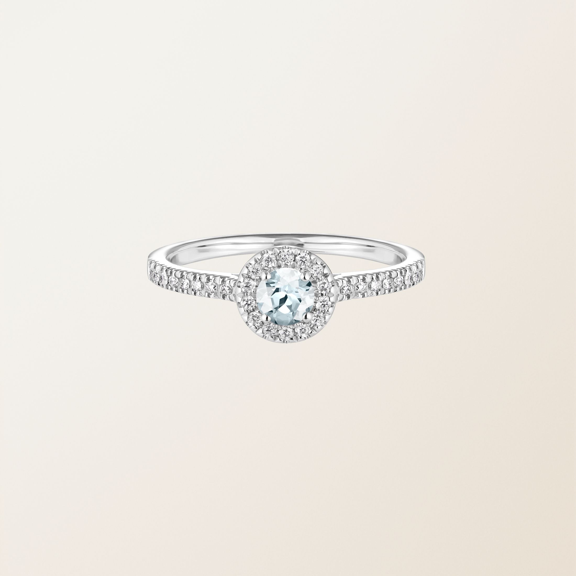 Ring 18K Weißgold Aquamarin Rétromantique S Pavée