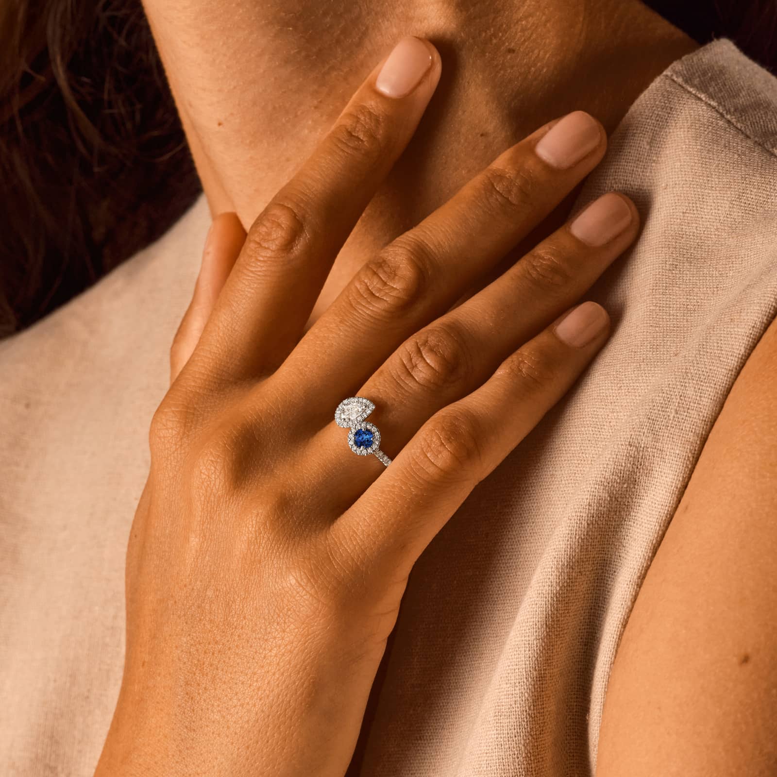 リング ホワイトゴールド アクアマリンとダイヤモンド AlterEgo Poire M 4