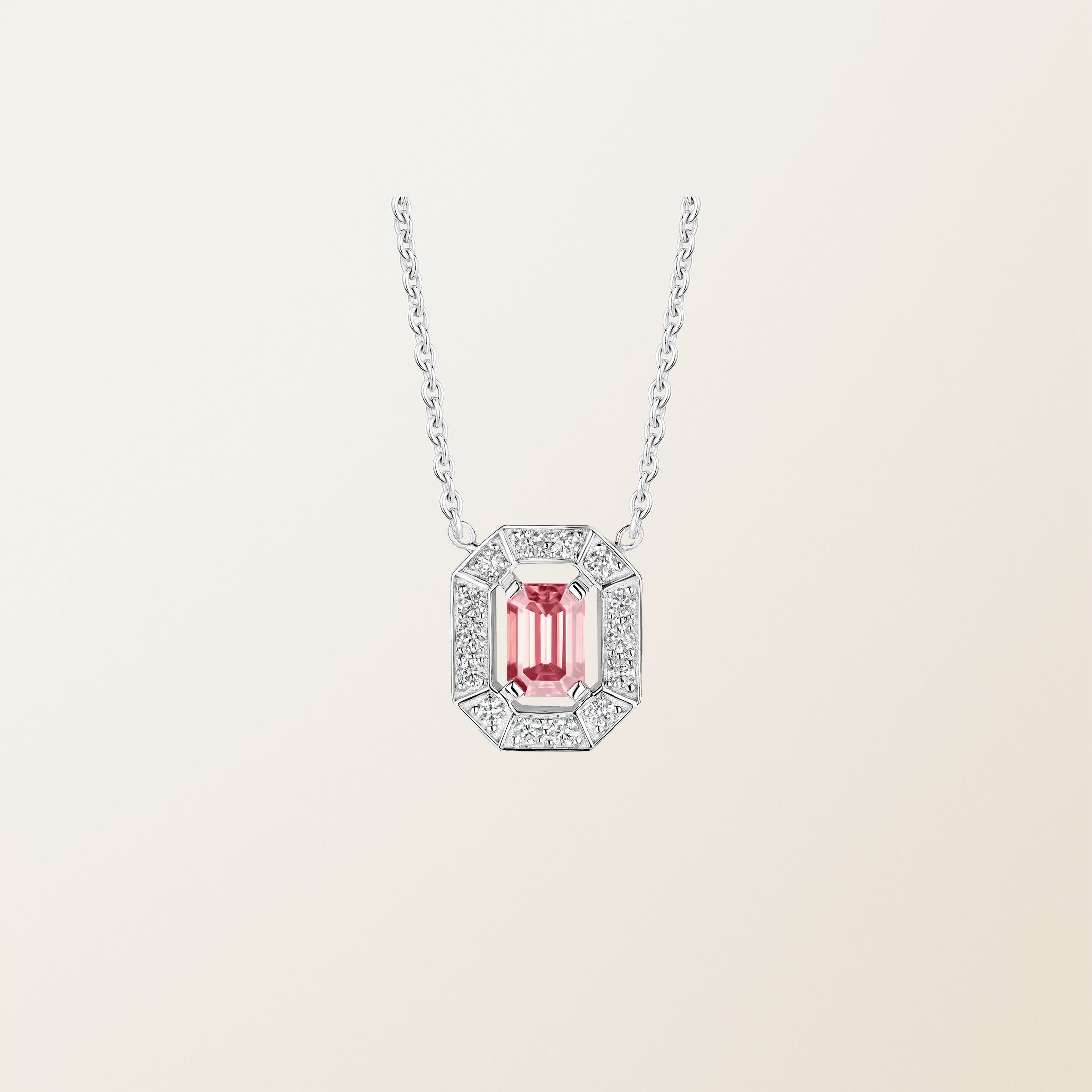 Pendentif Or blanc 18 cts Tourmaline Art Déco