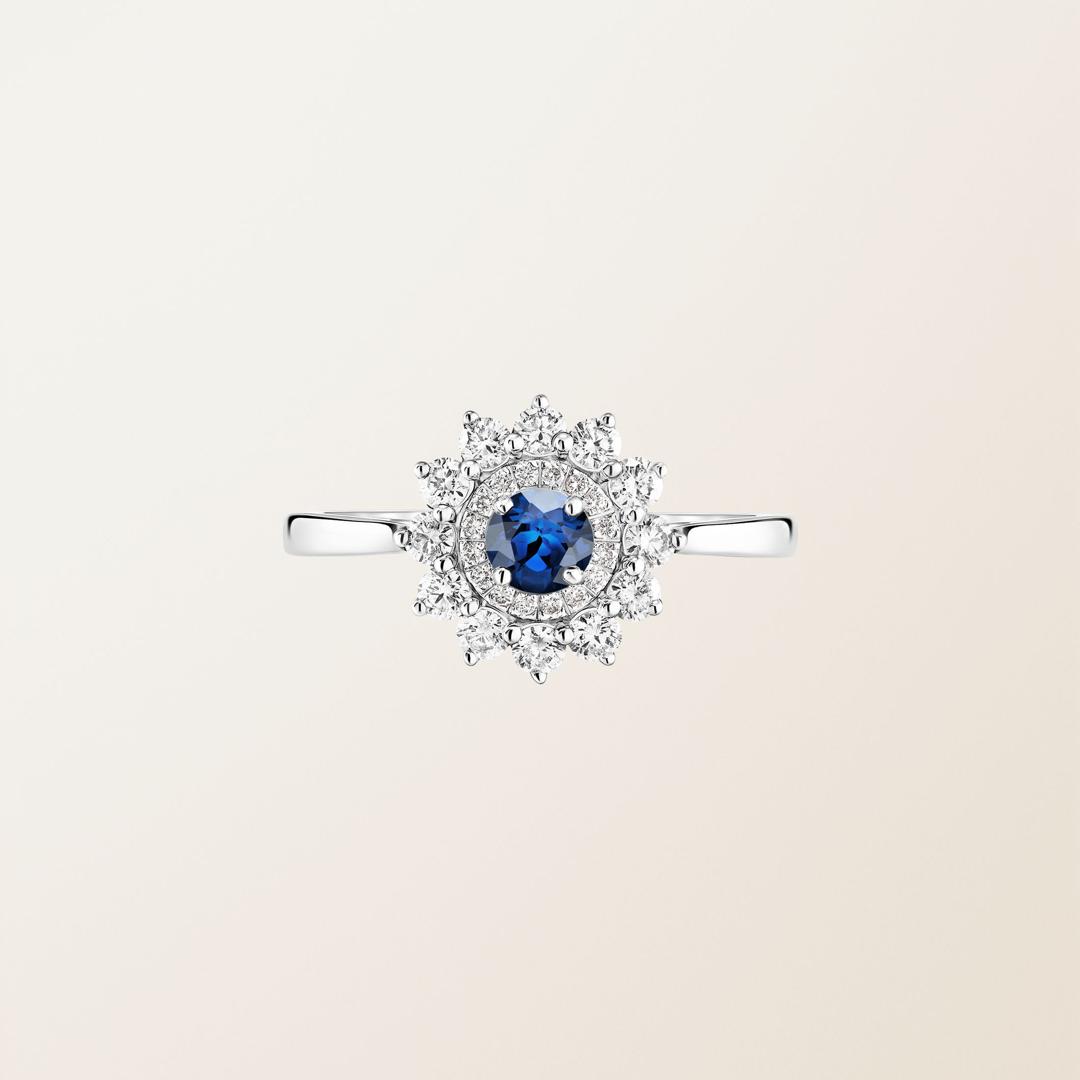 Bague Or blanc 18 cts Saphir Lefkos 4 mm