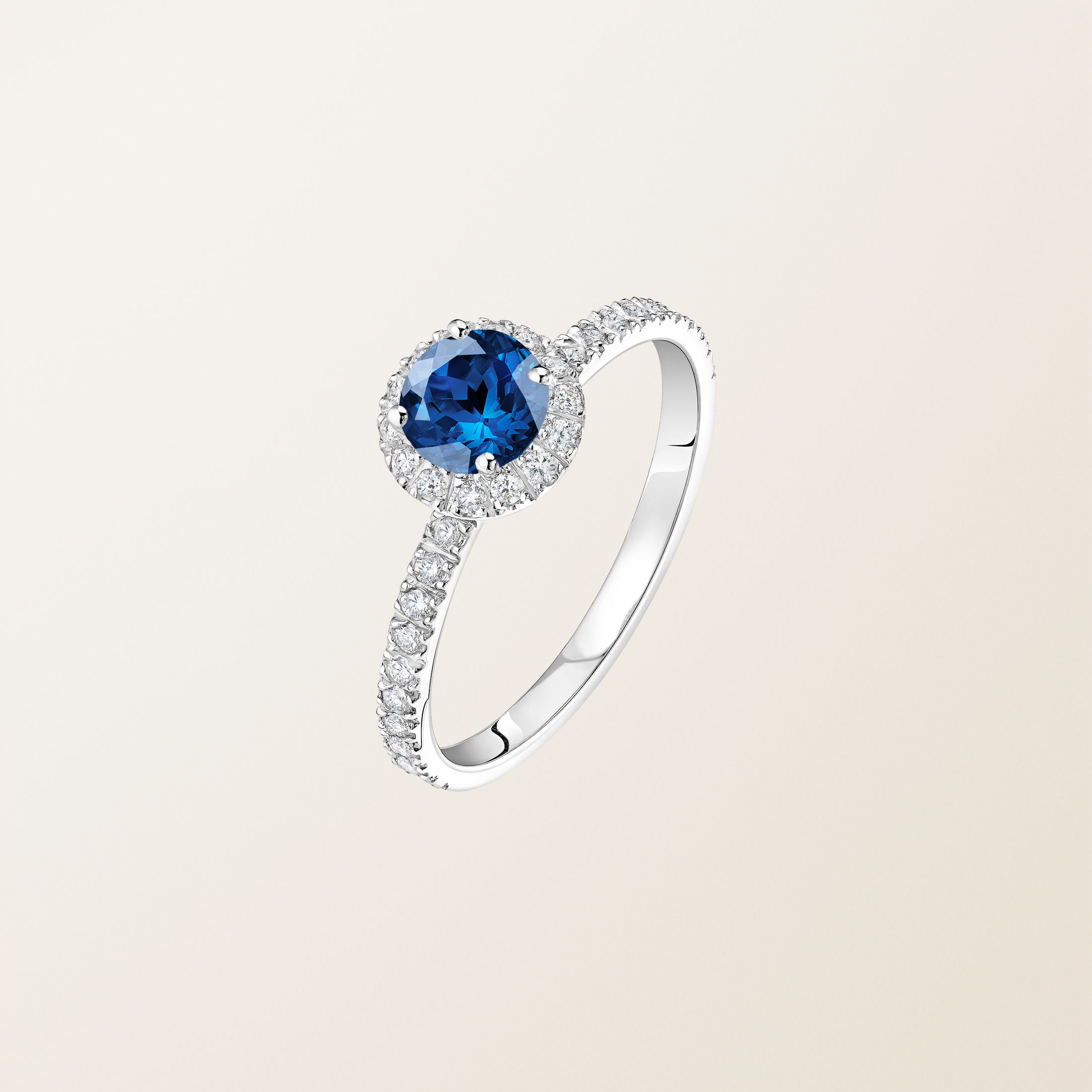 Ring Platin Saphir Rétromantique L Pavée
