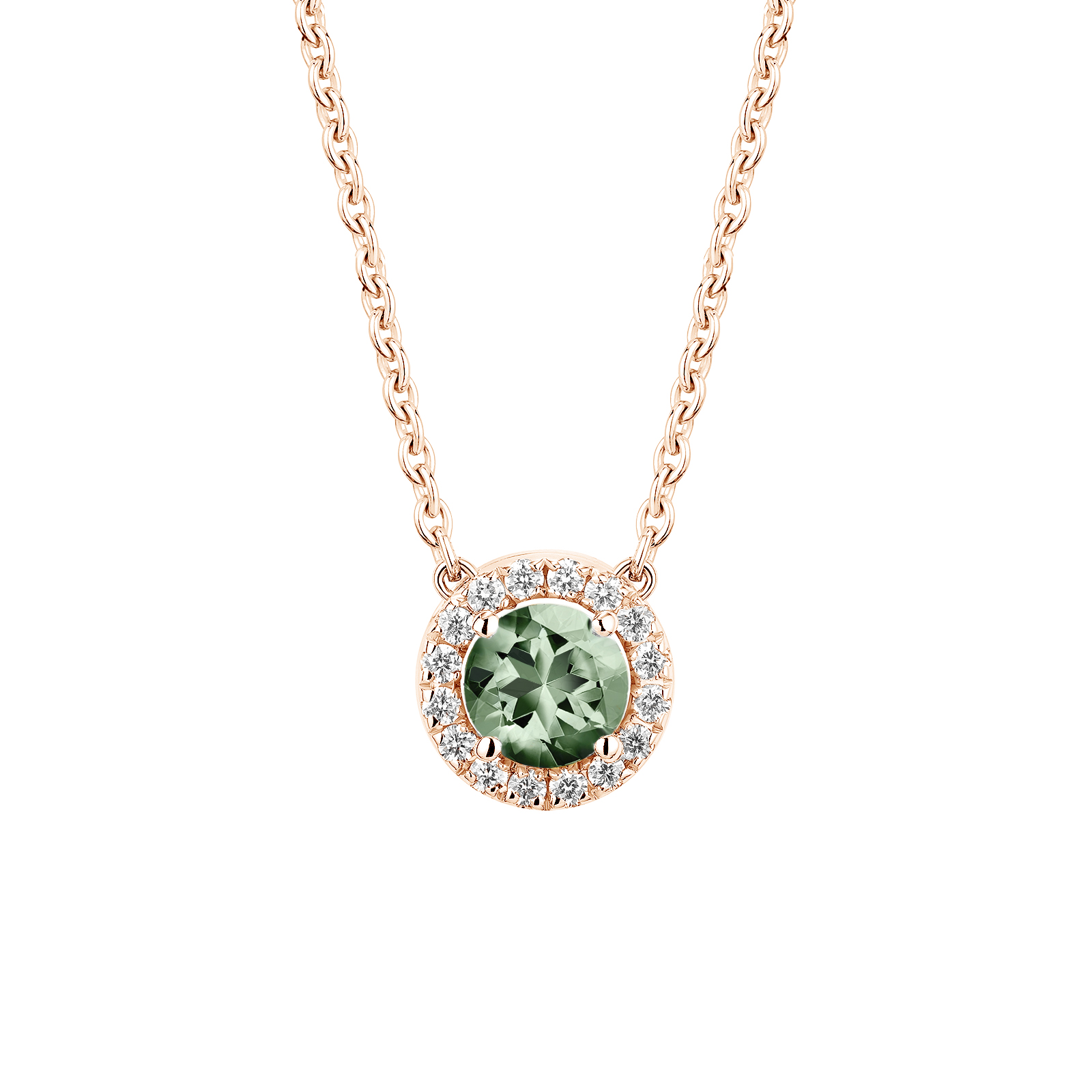 Pendentif Or rose Saphir Vert et diamants Rétromantique S 1