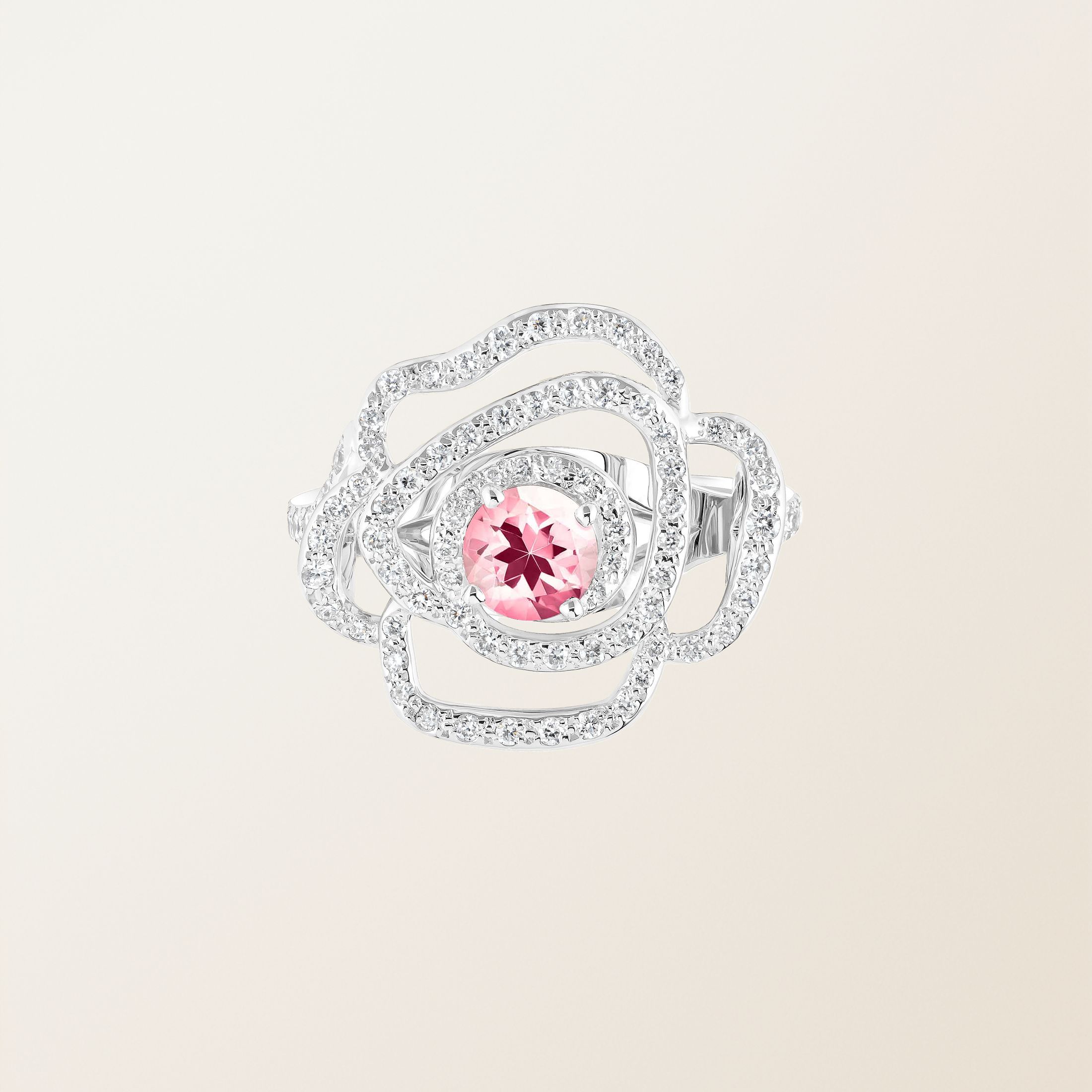 Bague Or blanc 18 cts Tourmaline PrimaRosa Alta