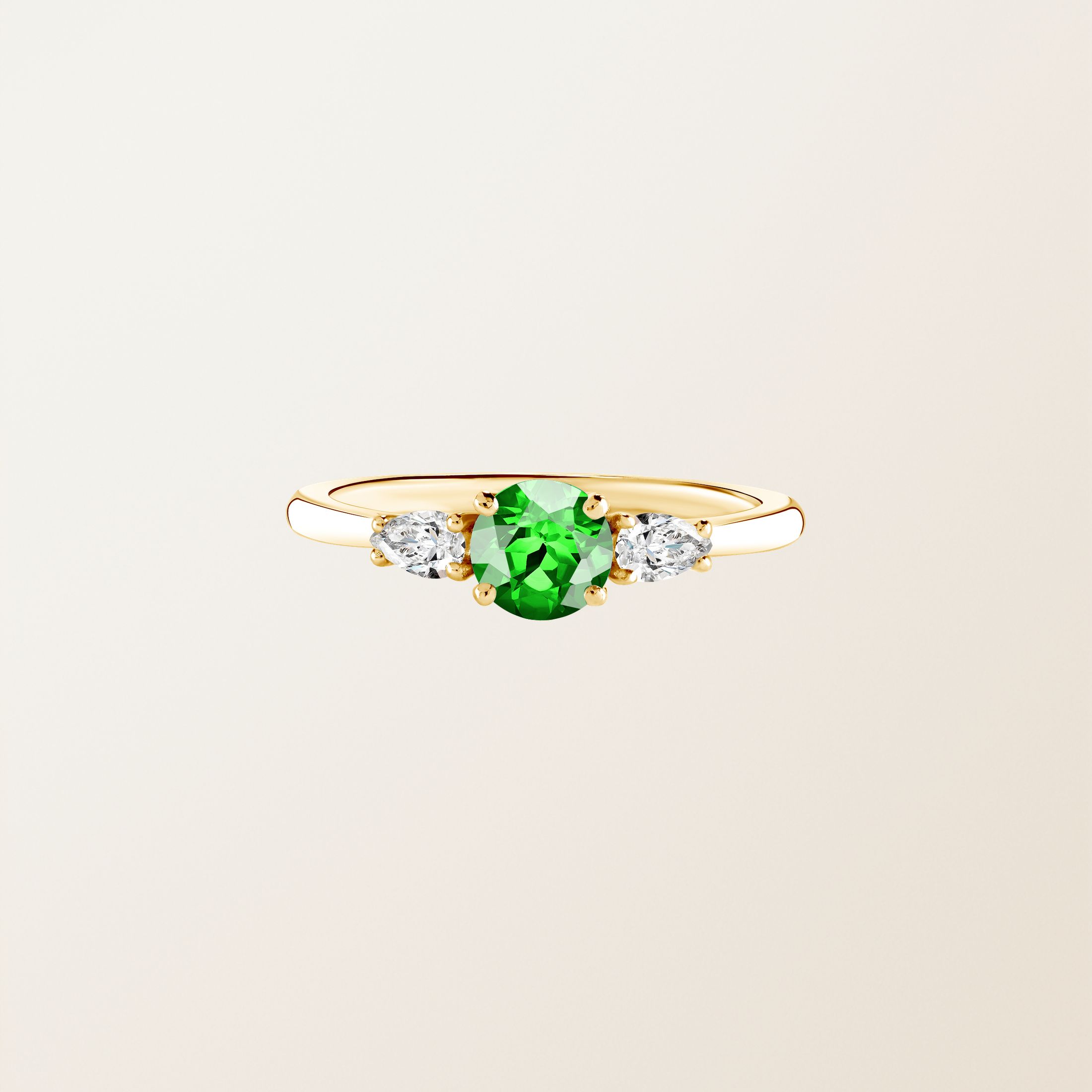 Bague Or jaune 18 cts Tsavorite Little Lady Duo de Poires