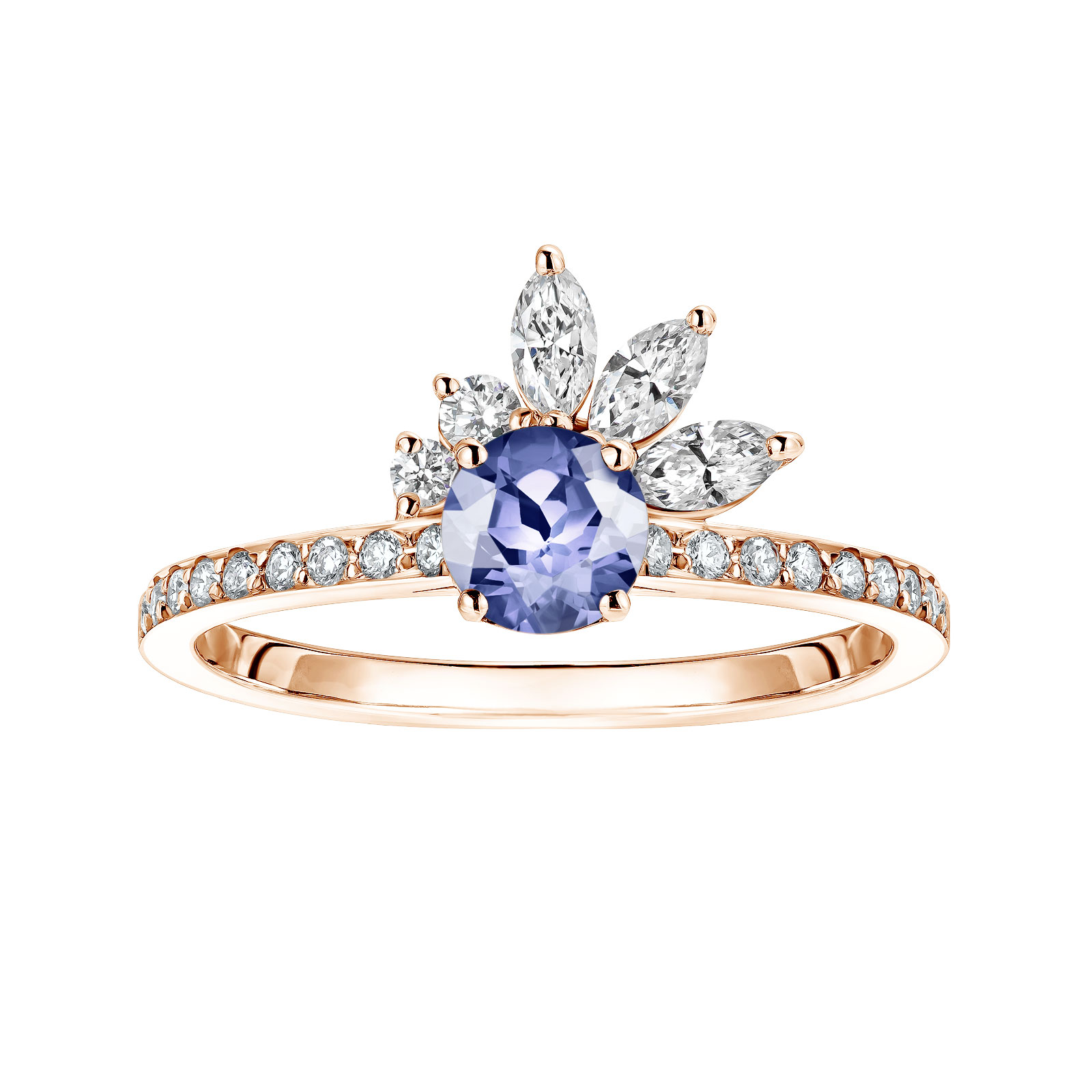 Bague Or rose Tanzanite et diamants Little EverBloom Pavée 1