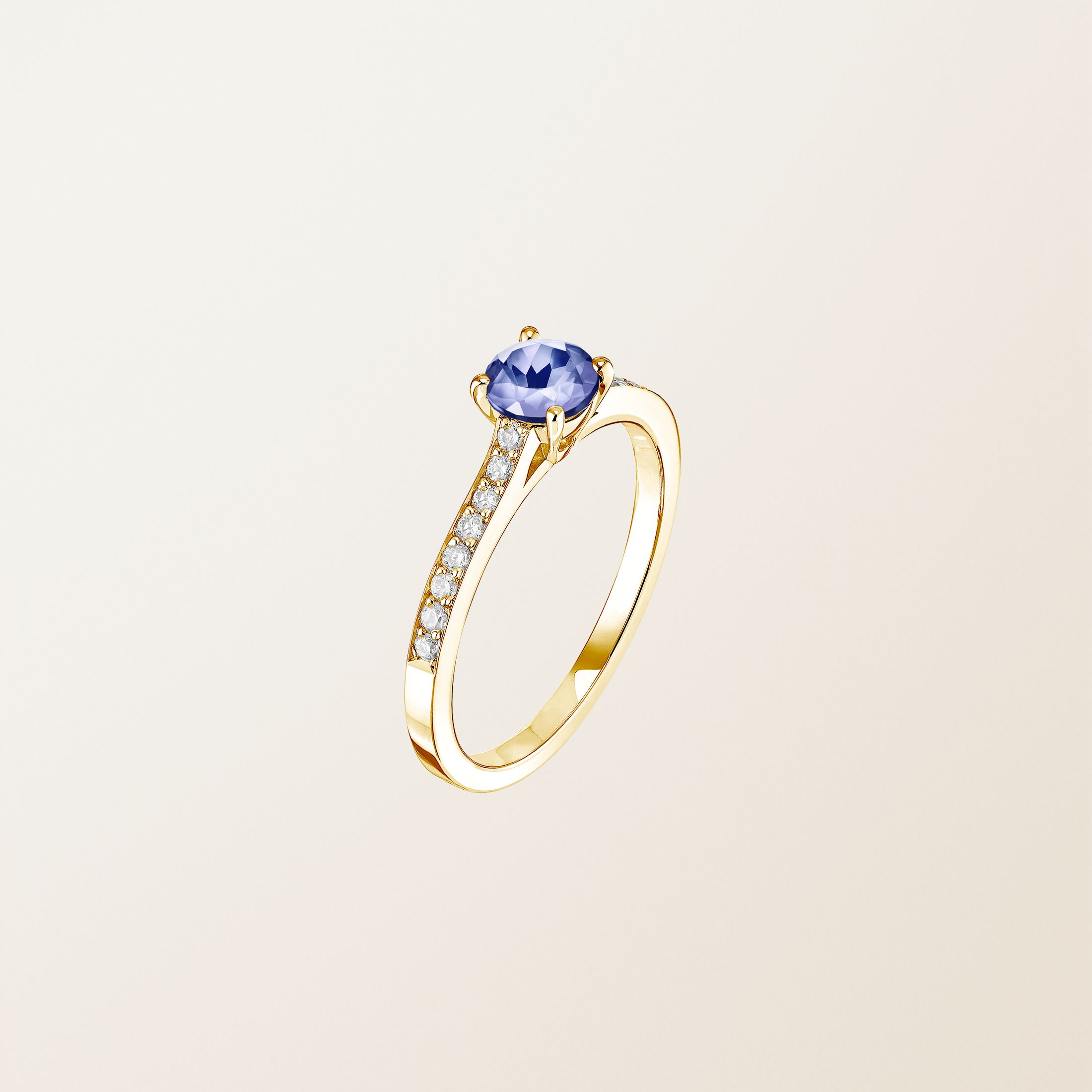 Bague Or jaune 18 cts Tanzanite Little Lady Pavée