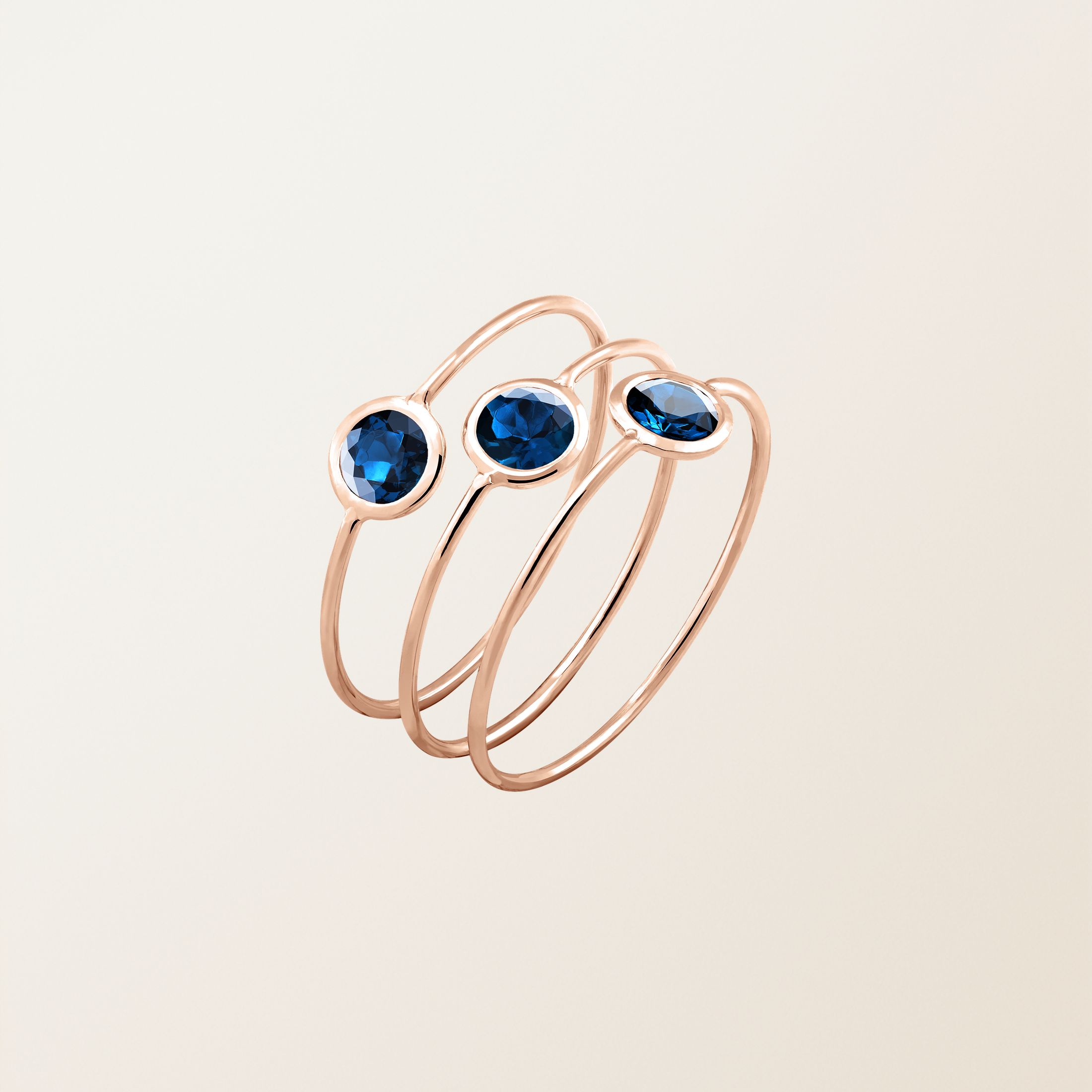 Bague Or rose 18 cts Saphir Triorama