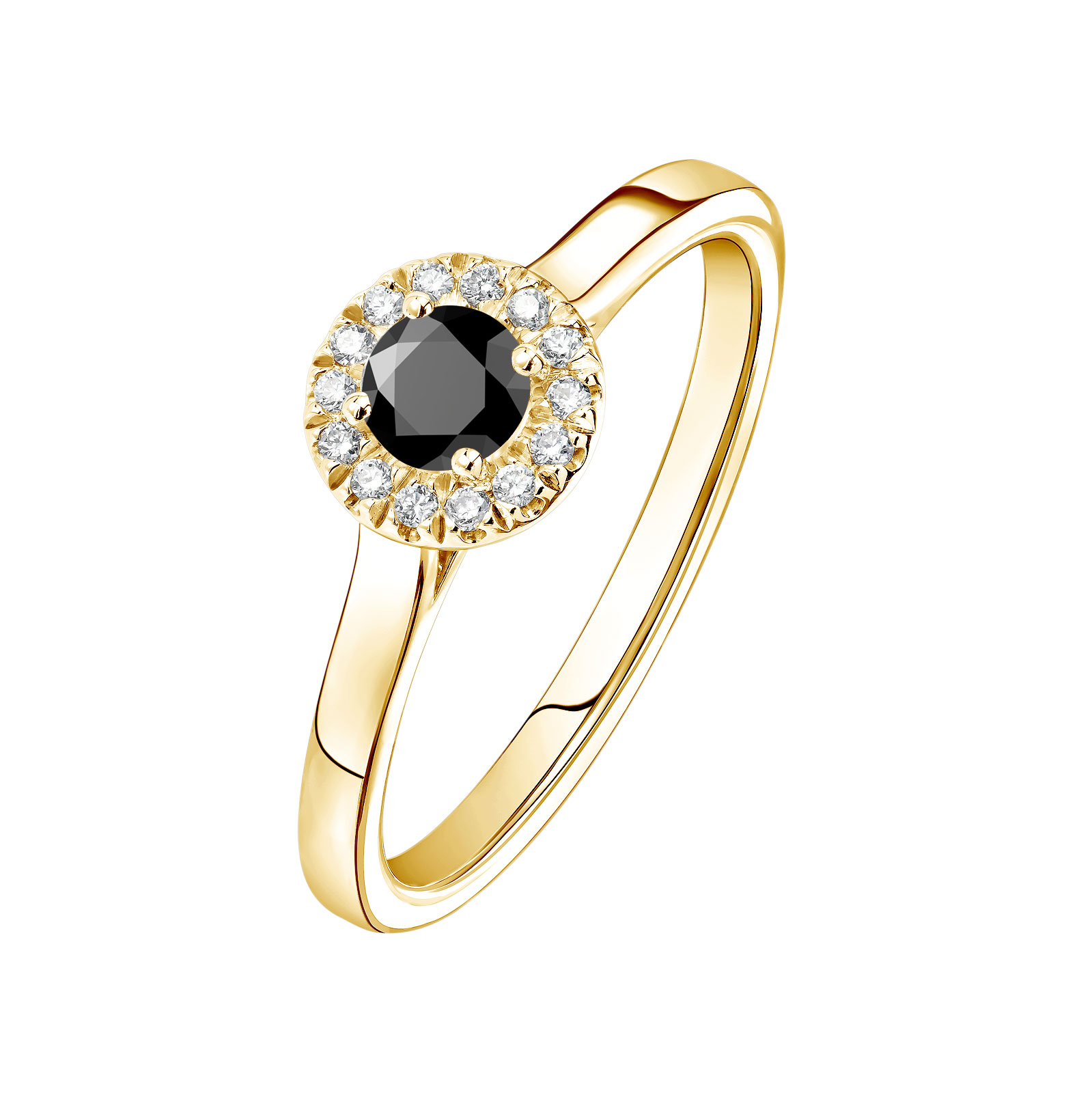 Bague Or jaune Spinelle noir et diamants Rétromantique S 1