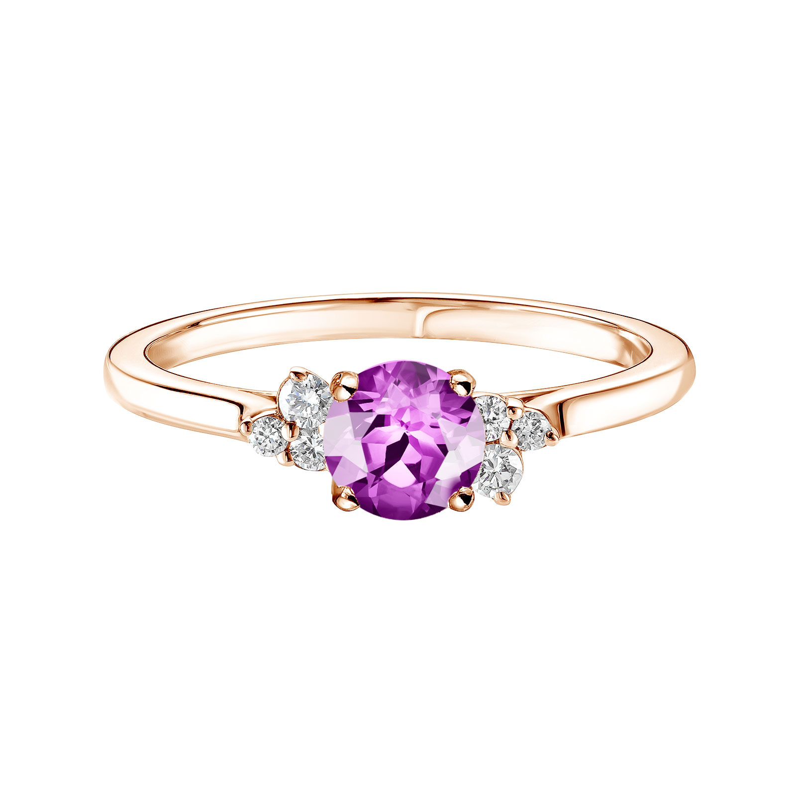 Bague Or rose Améthyste et diamants Baby EverBloom 5 mm 1