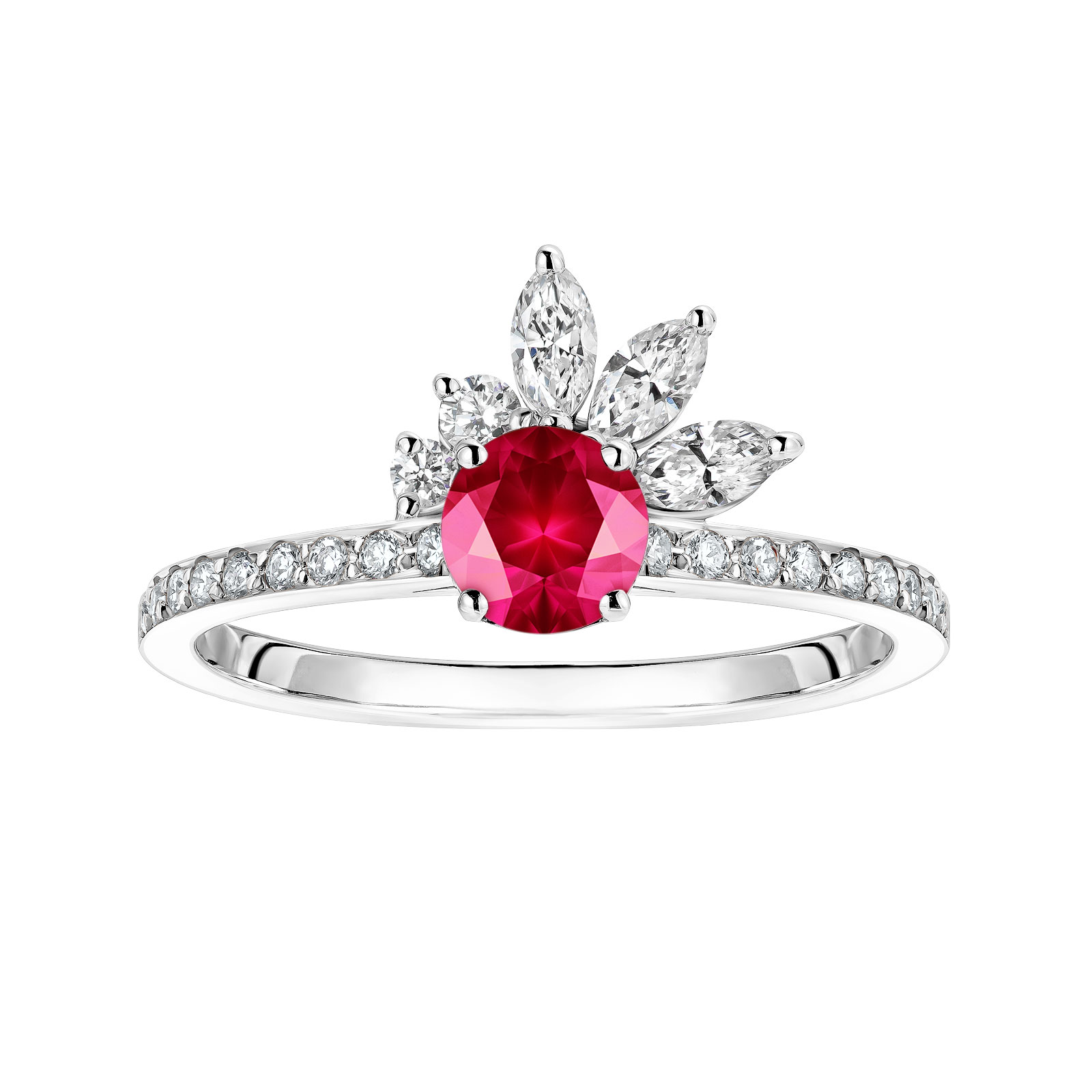 Bague Or blanc Rubis et diamants Little EverBloom Pavée 1