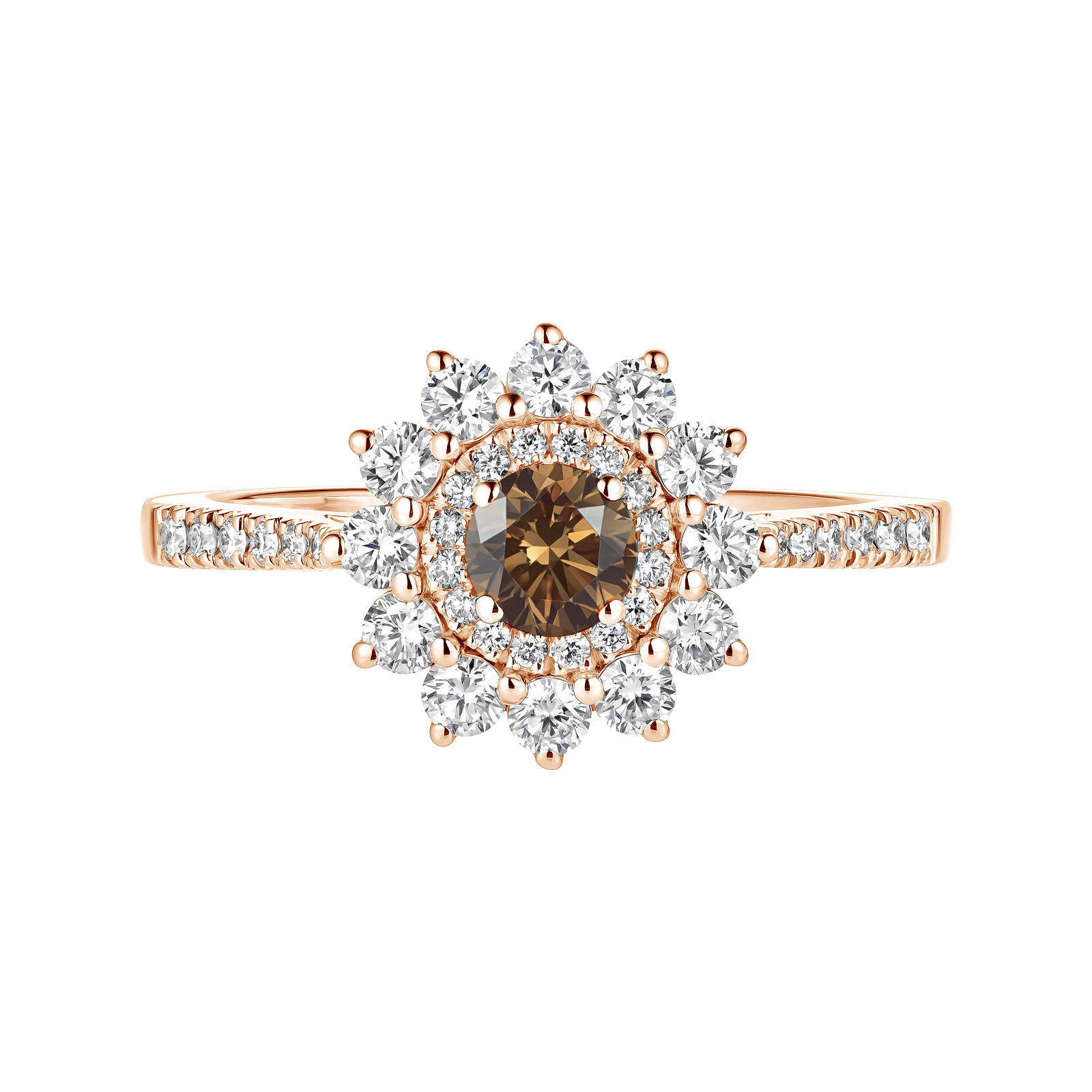 Bague Or rose Diamant Chocolat et diamants Lefkos 4 mm Pavée 1