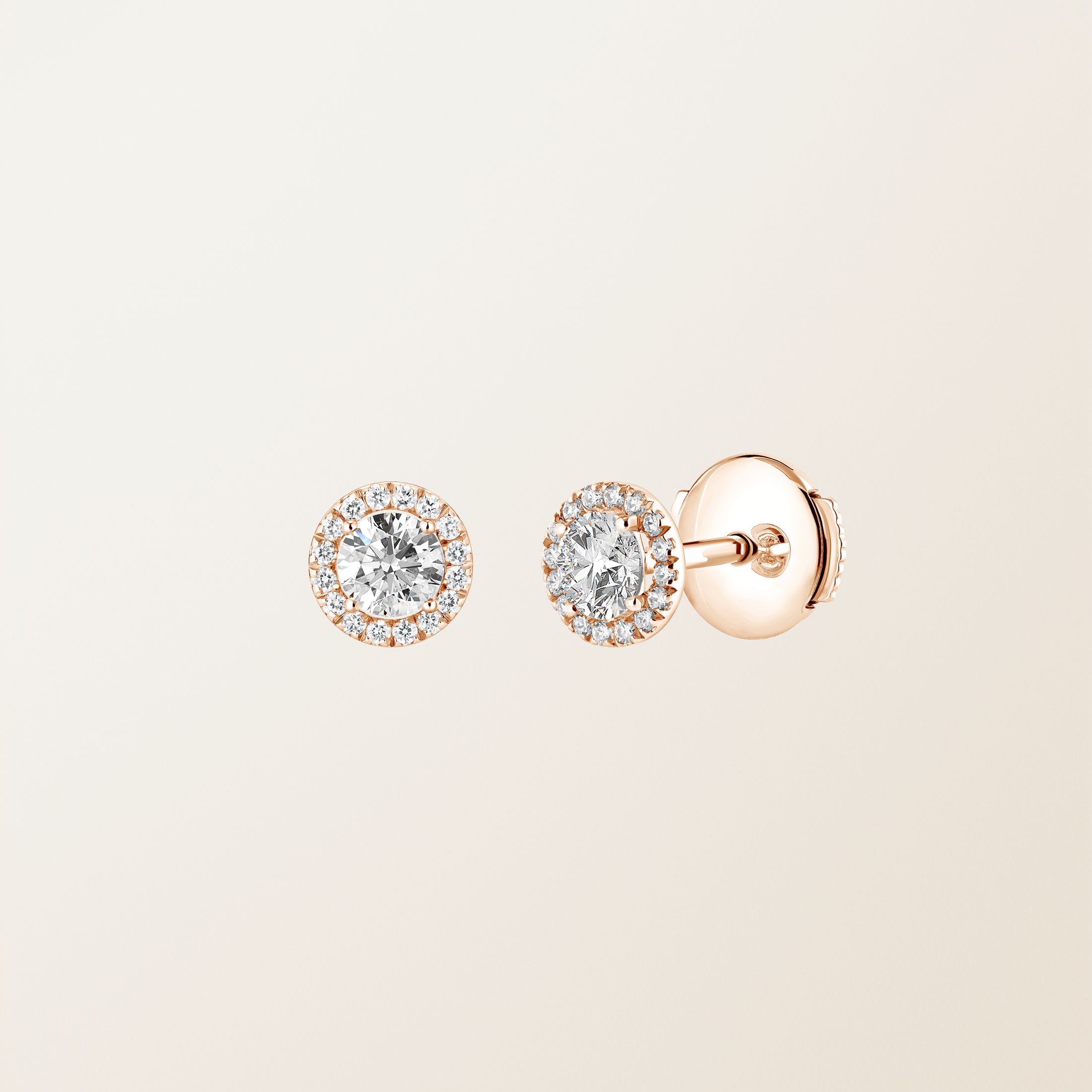 Boucles d'oreilles Or rose 18 cts Diamant Rétromantique S