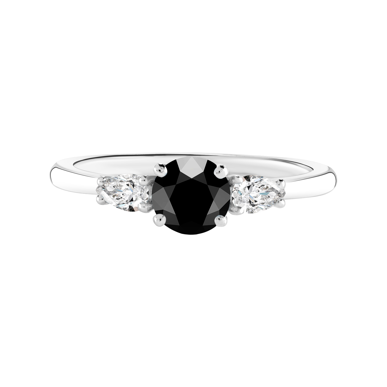 Bague Or blanc Spinelle noir et diamants Little Lady Duo de Poires 1