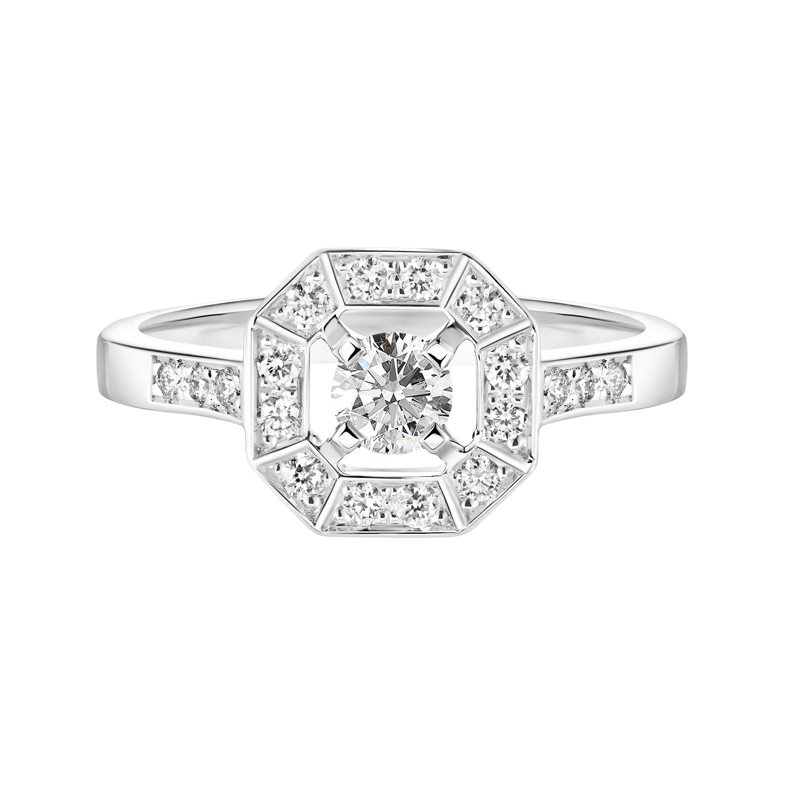 Bague Or blanc Diamant Art Déco Rond 4 mm 1
