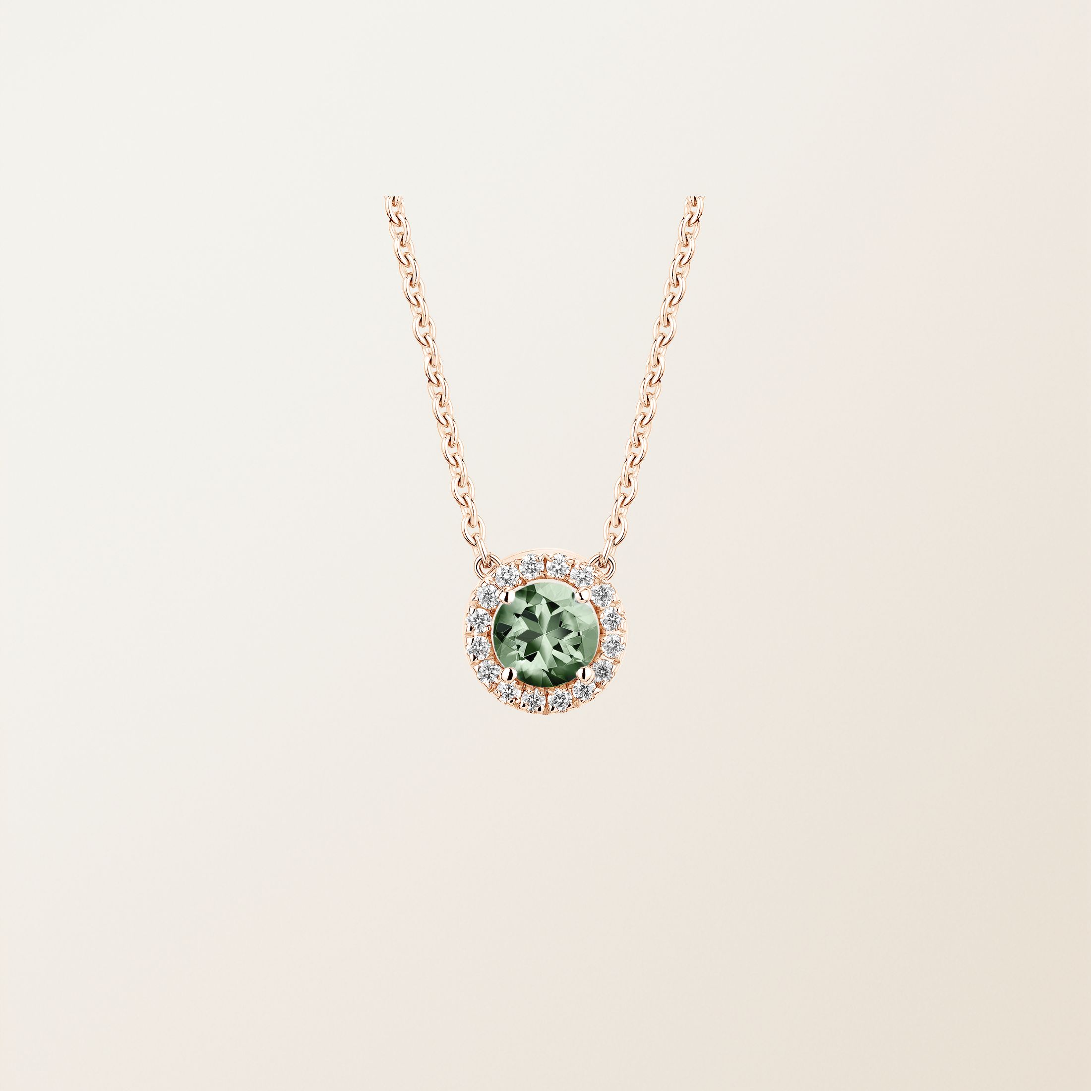 Pendentif Or rose 18 cts Saphir Vert Rétromantique S